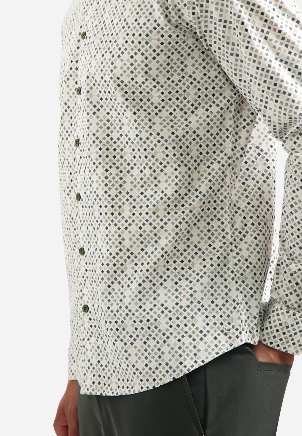 NO EXCESS Langarmhemd »No Excess Stretchhemd mit Print Shirt Stretch Allover Printed«