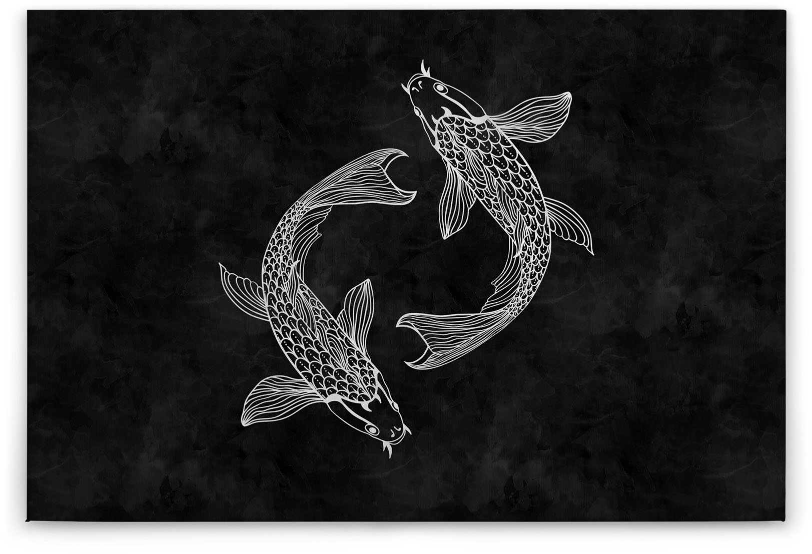 Bricoflor Fisch Leinwandbild In Schwarz Weiß Japan Bild Auf Leinwand Mit Ko günstig online kaufen