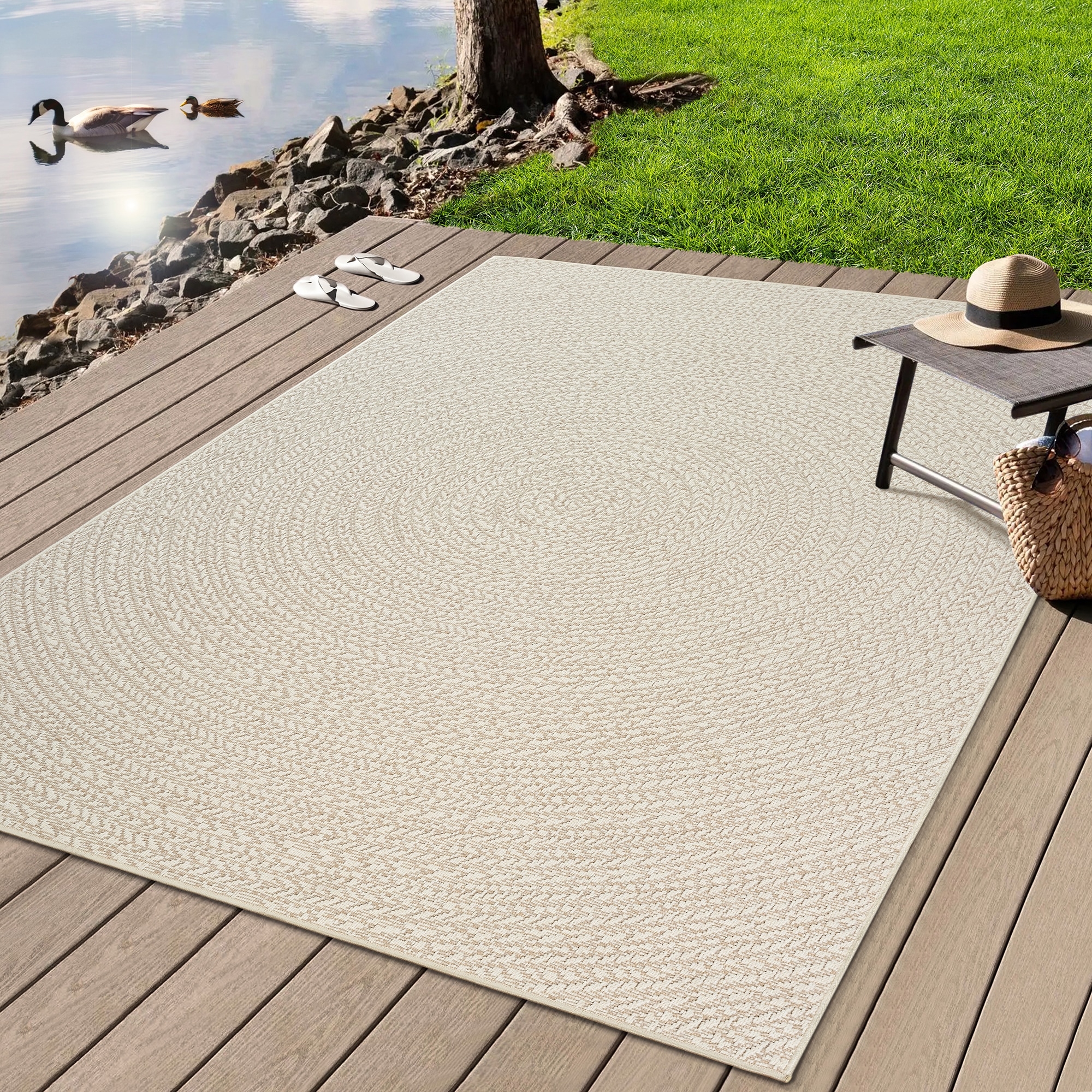 merinos Teppich »Kenzy«, rund, 1 mm Höhe, robuster In- und Outdoor Teppich günstig online kaufen