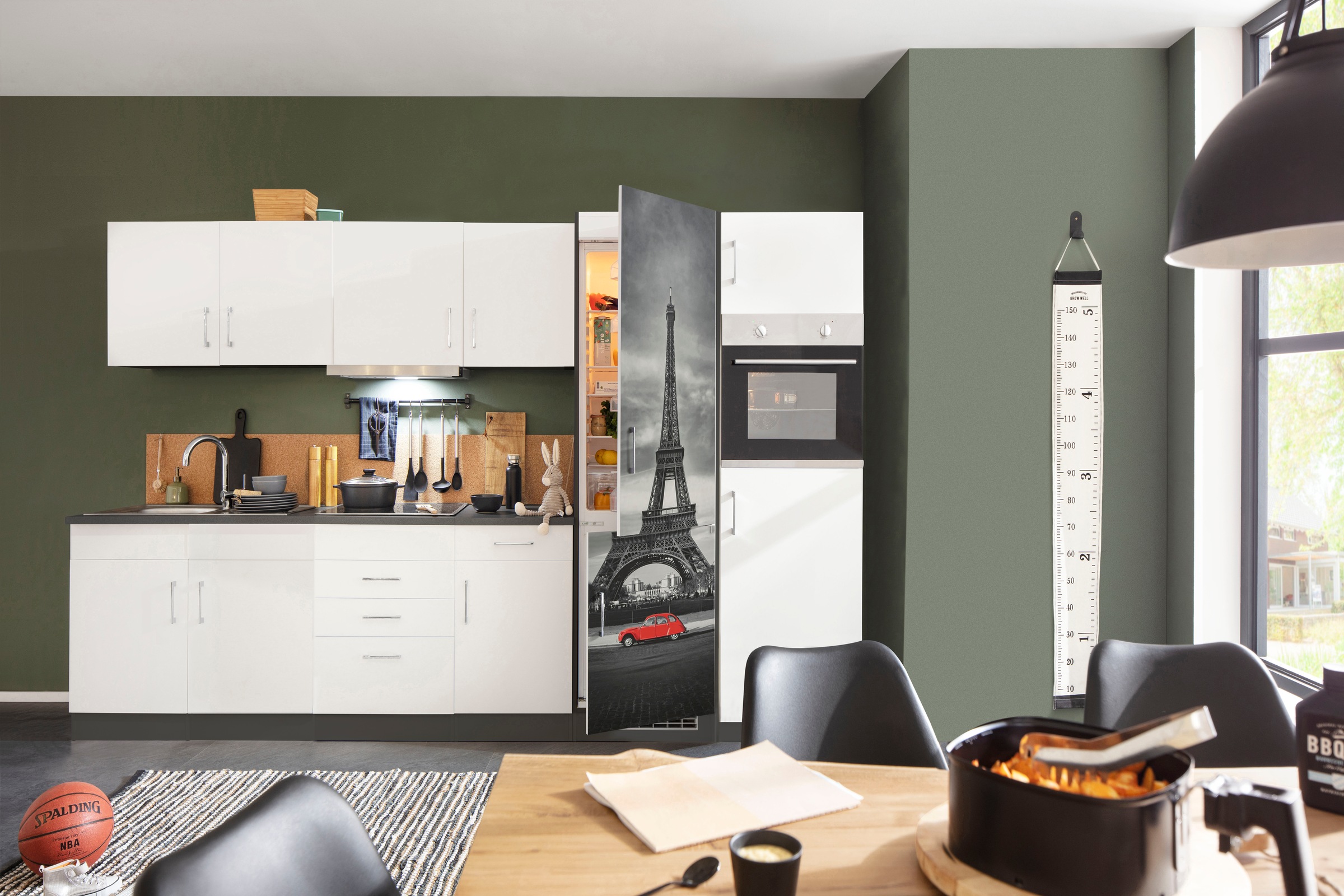 HELD MÖBEL Küchenzeile »Paris«, Breite 330 cm, mit großer Kühl-Gefrierkombination