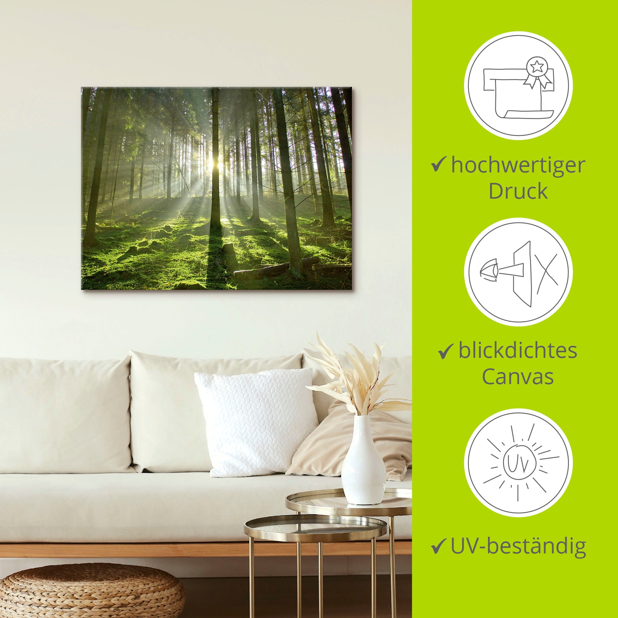Artland Wandbild »Wald im Gegenlicht«, Wald, (1 St.), als Leinwandbild, Poster in verschied. Größen