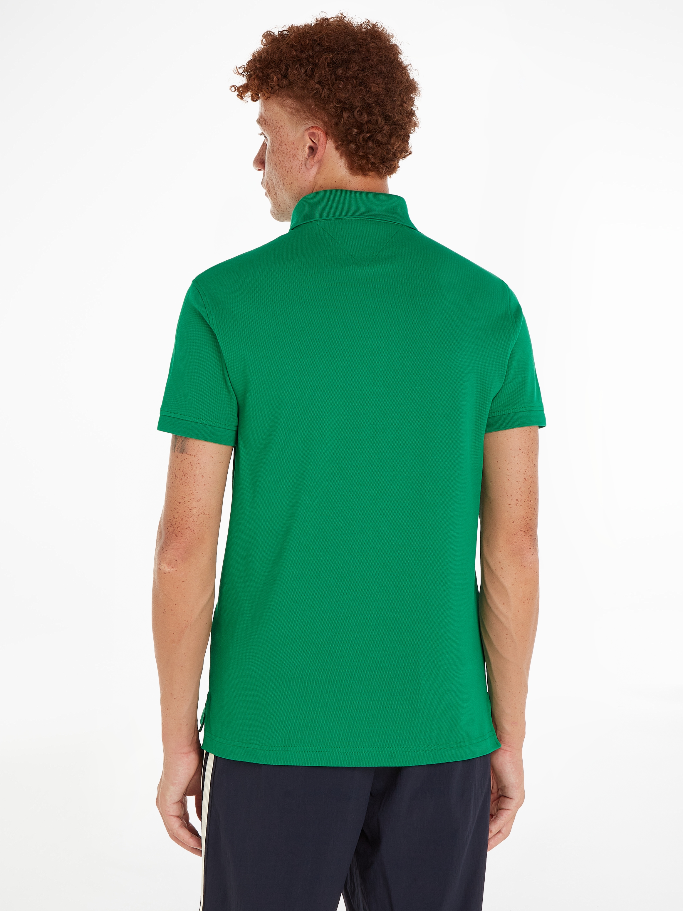 Tommy Hilfiger Poloshirt »1985 SLIM POLO mit Piqué-Struktur und Stickerei«, meliert, casual, slim fit, Baumwollmix, Polokragen