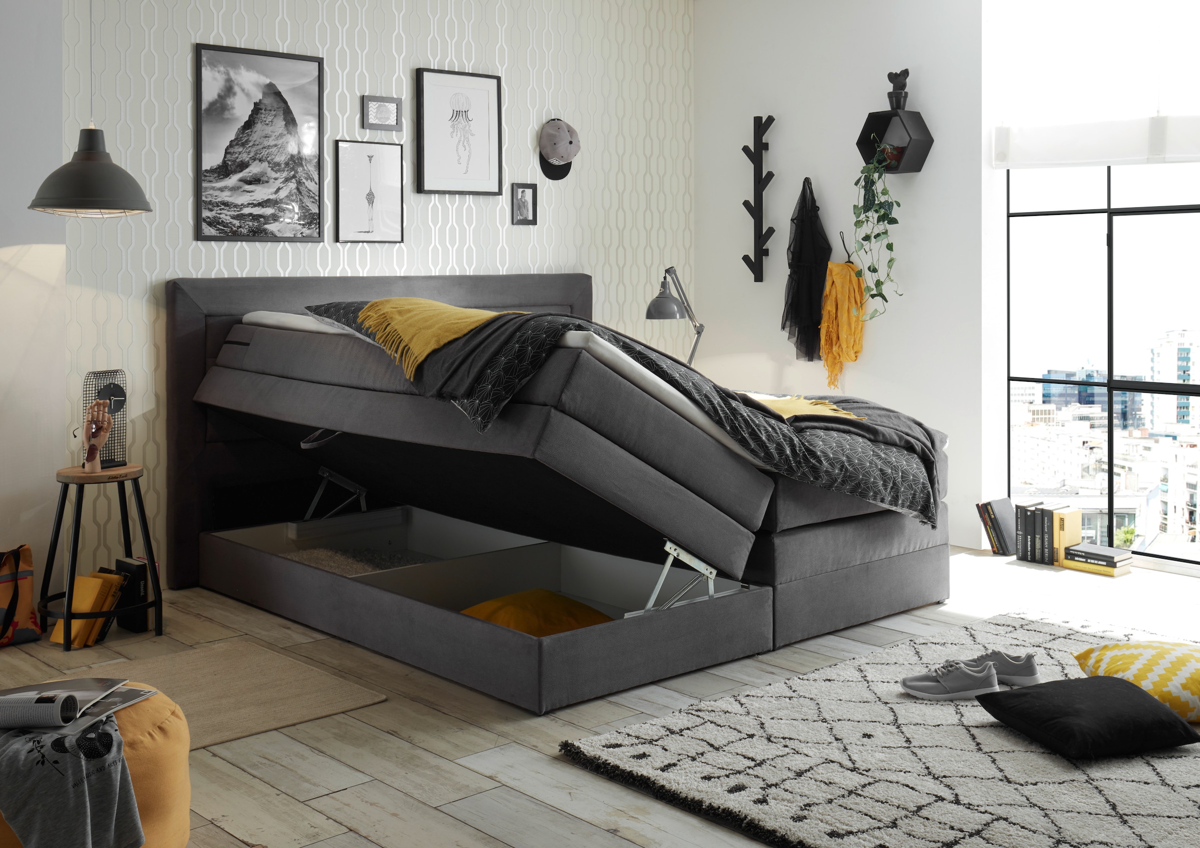 ED EXCITING DESIGN Boxspringbett »Saba«, (6 St.), inkl. zwei Bettkästen und Topper