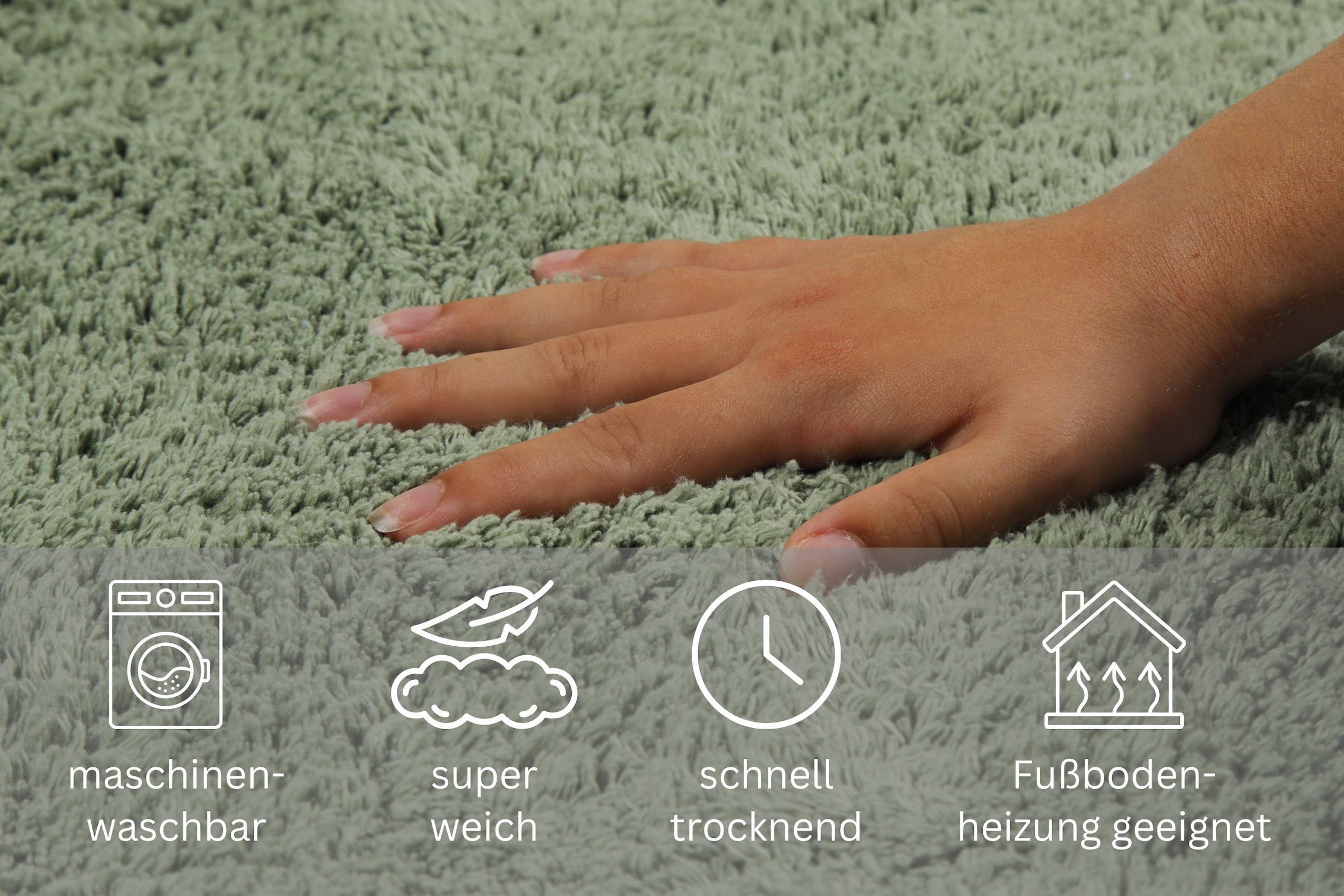 my home Badematte »Kian«, fußbodenheizungsgeeignet, Badvorleger, Badteppich aus 100%Baumwolle, weich, waschbar, saugfähig