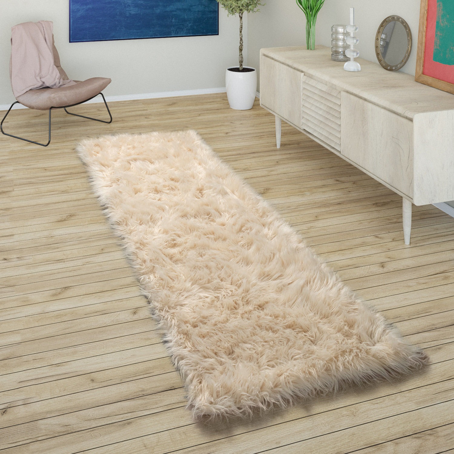 Paco Home Hochflor-Läufer »Playa 960«, rechteckig, 64 mm Höhe, Läufer, Kuns günstig online kaufen
