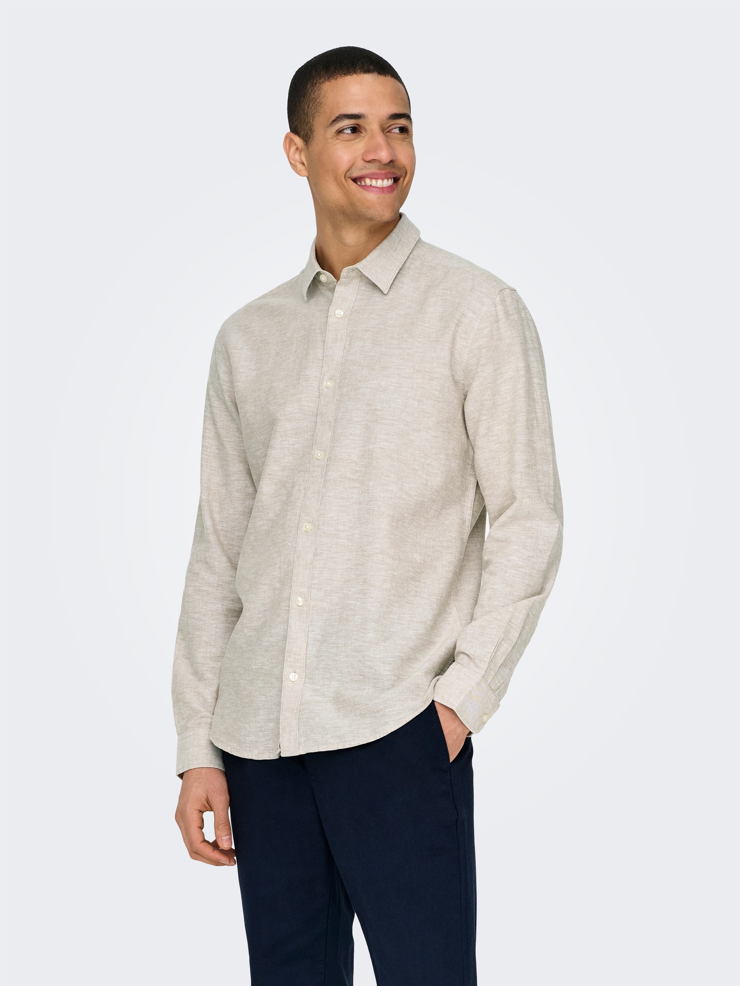 ONLY & SONS Langarmhemd »ONSCAIDEN LS SOLID LINEN SHIRT NOOS«