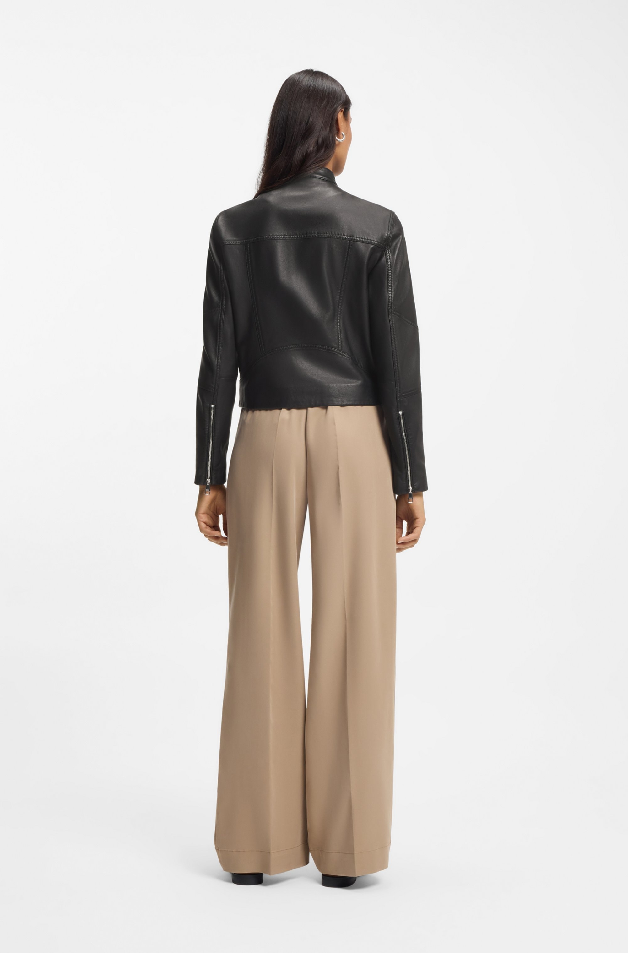 BOSS ORANGE Lederjacke »Saleste Premium Damenmode« aus fein genarbtem Leder