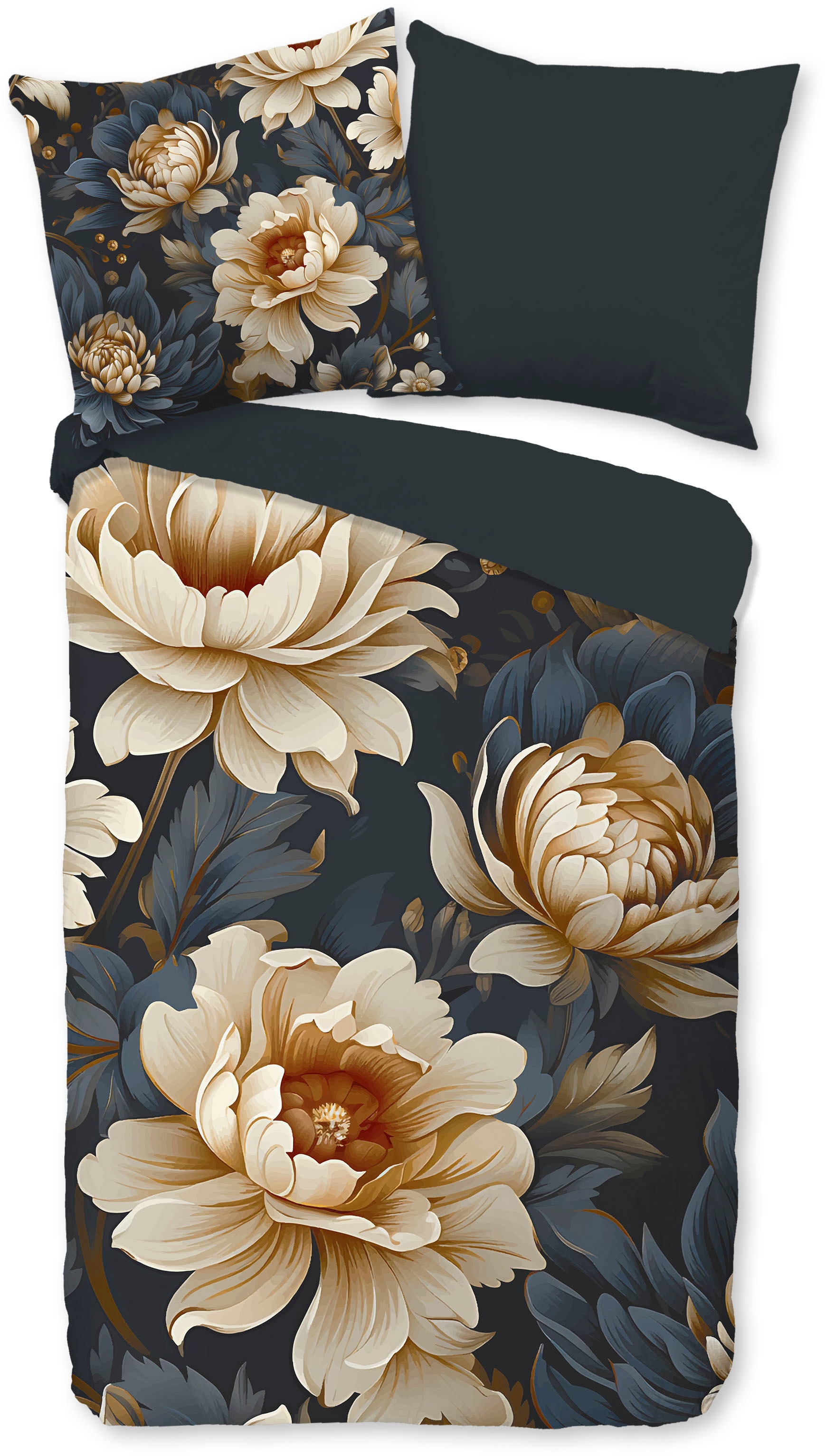 PURE luxury collection Wendebettwäsche »Iron«, Mikrofaser, 135x200, Pflegeleicht, Reißverschluss, Wendeoptik, Blumen