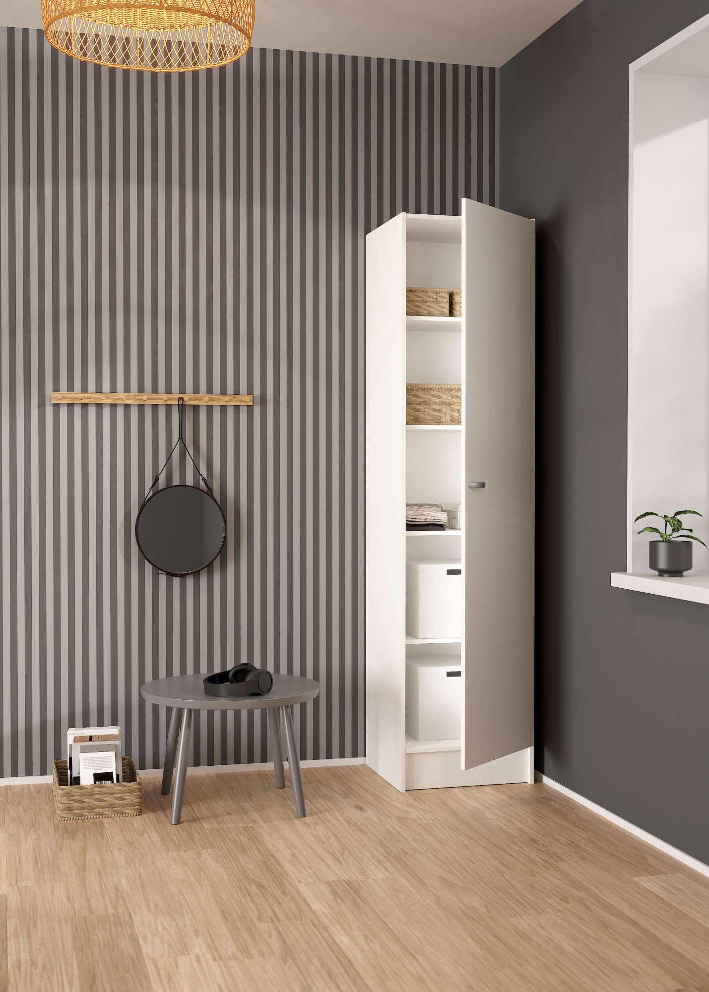 INOSIGN Drehtürenschrank »Focus, Kleiderschrank, Stauraum«, 1 Tür, 4 Einlegeböden, schmal, vielseitig einsetzbar, Breite 49 cm