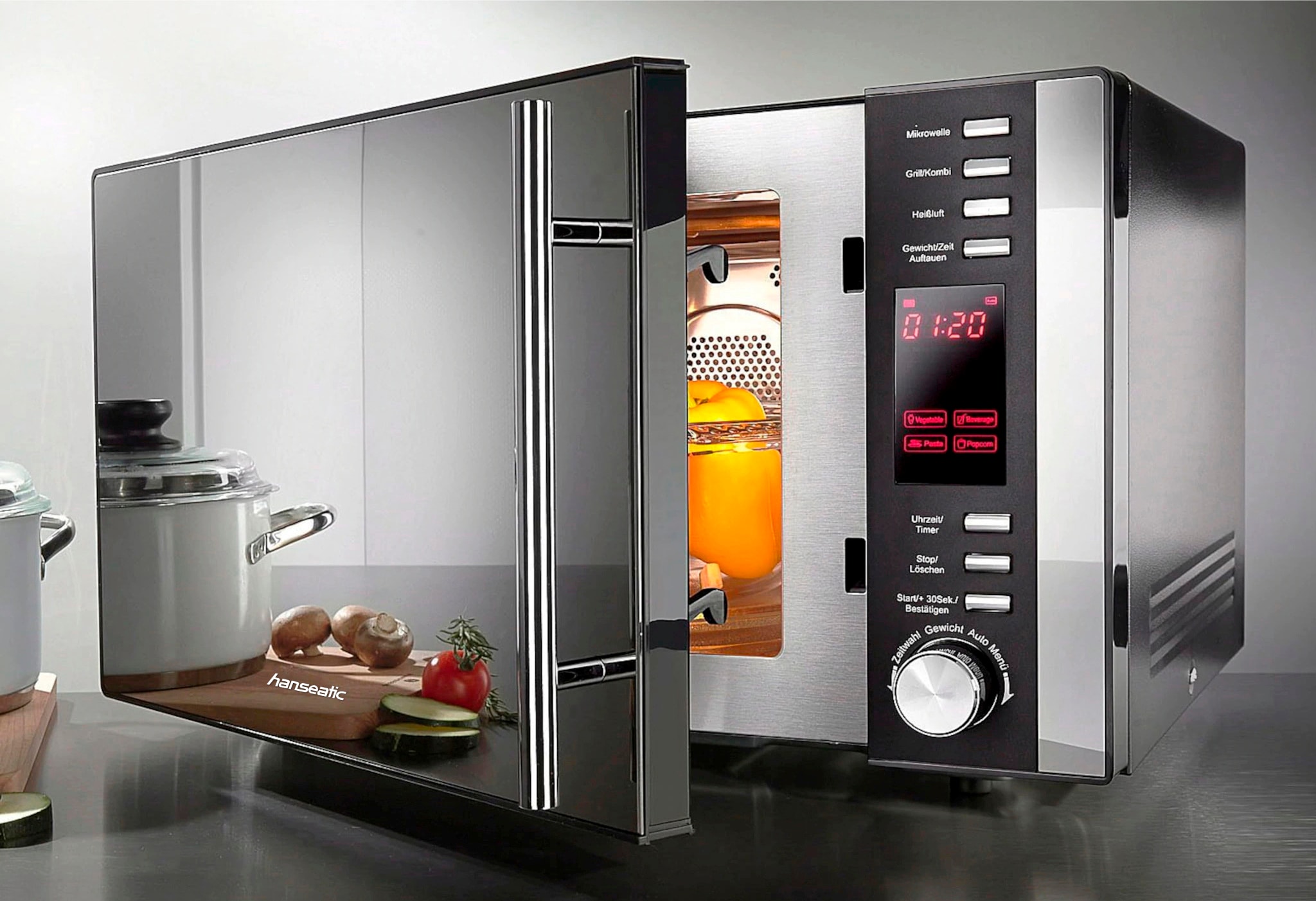 Hanseatic Mikrowelle »AC925EBL« Grill   Heißluft   Mikrowelle 900 W 5 Leist günstig online kaufen
