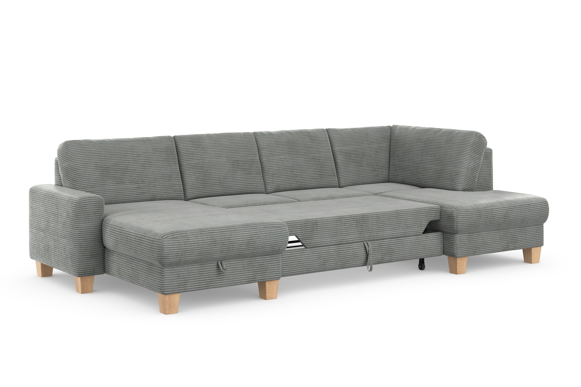 Home affaire Wohnlandschaft »Summer U-Form«, mit oder ohne Bettfunktion und Bettkasten, Cord-Bezug