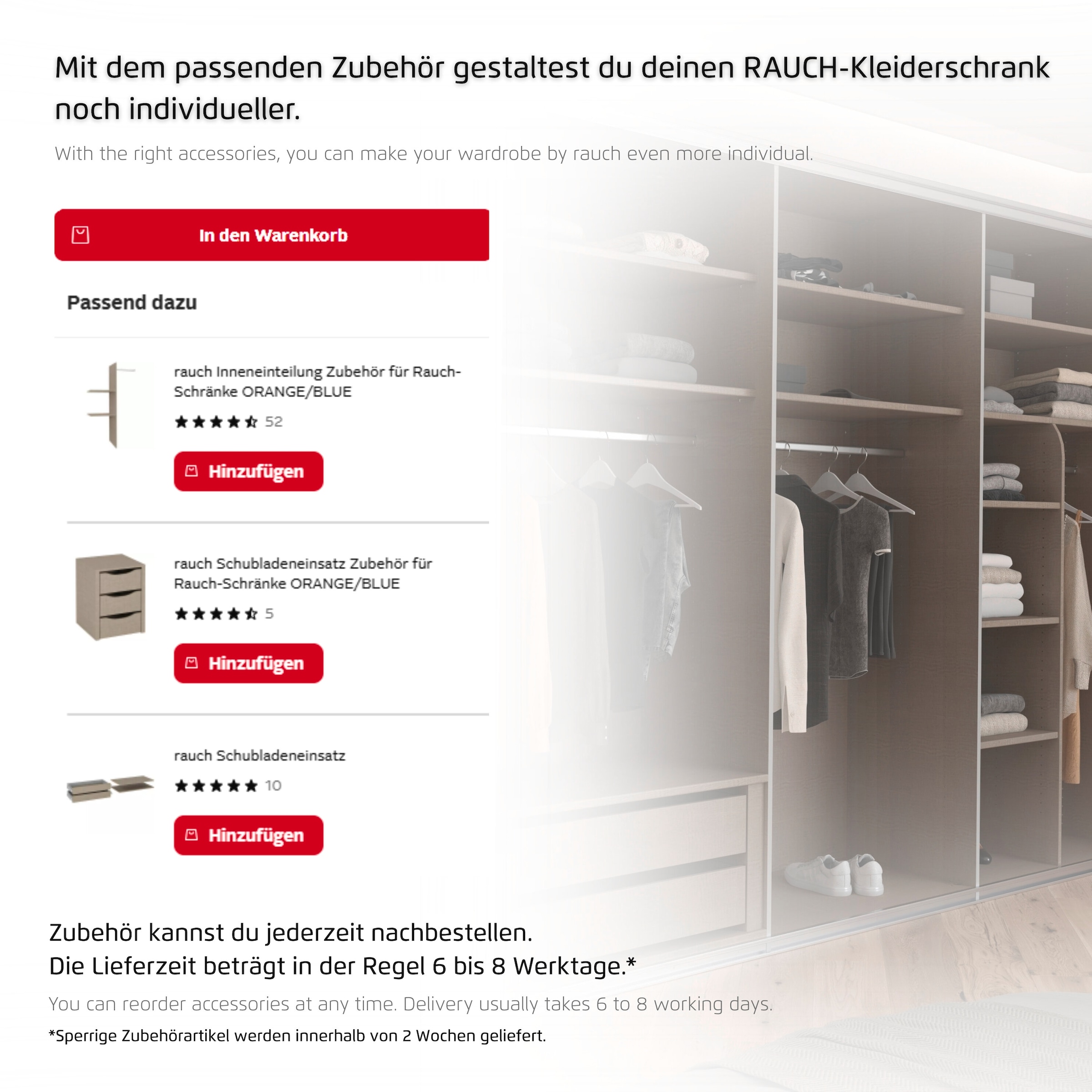 OTTO home Kleiderschrank »Schrank Garderobe ARVEN Breiten 181/226/271cm« 3 verschiedene Ausstattungen BASIC/CLASSIC/PREMIUM (inkl. SOFT-CLOSE),  puristisches Design in Plankenoptik mit Metallgriffen MADE IN GERMANY