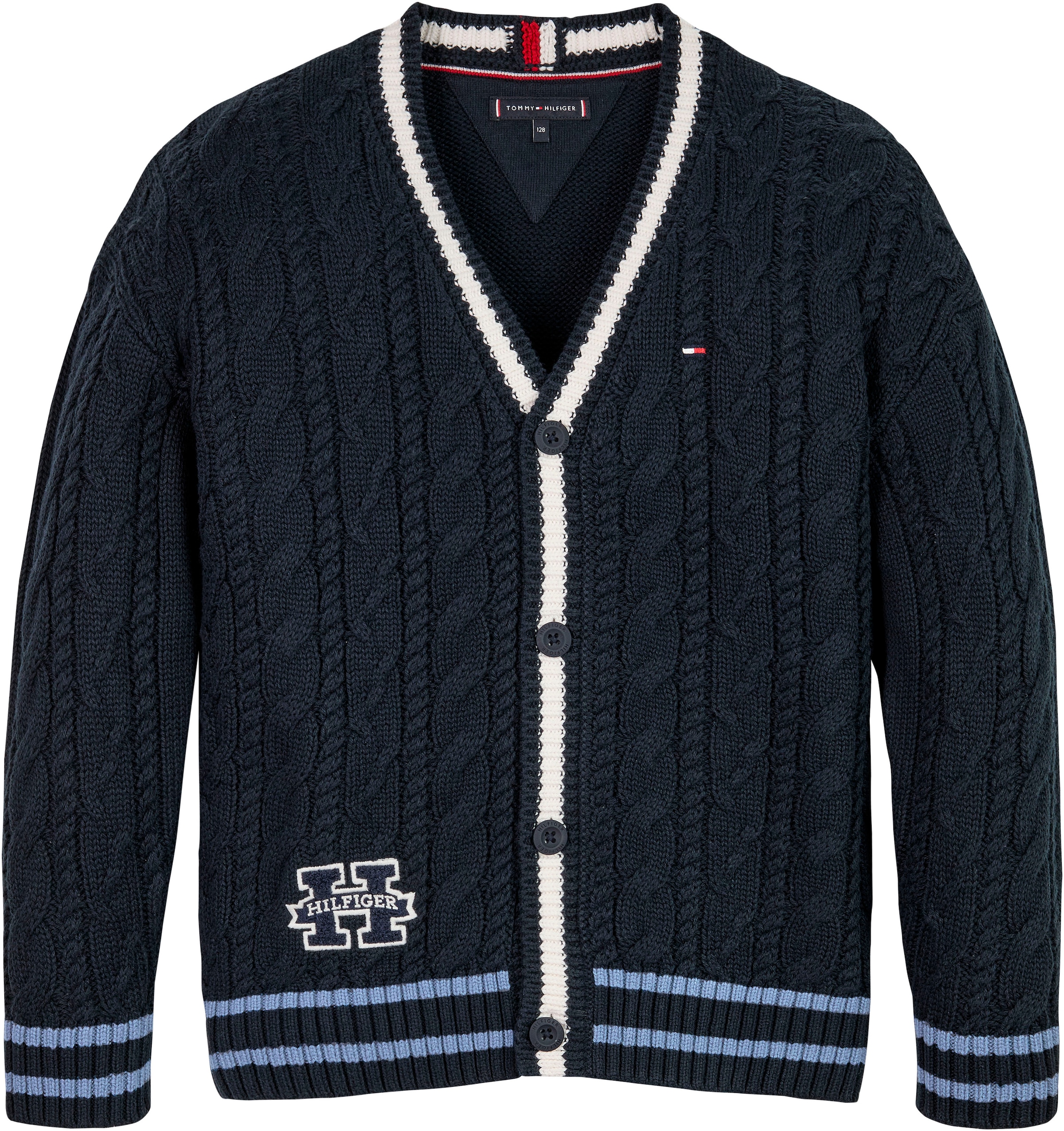 Tommy Hilfiger Strickjacke »H CARDIGAN SWEATER«, Kinder bis 16 Jahre mit Logopatch