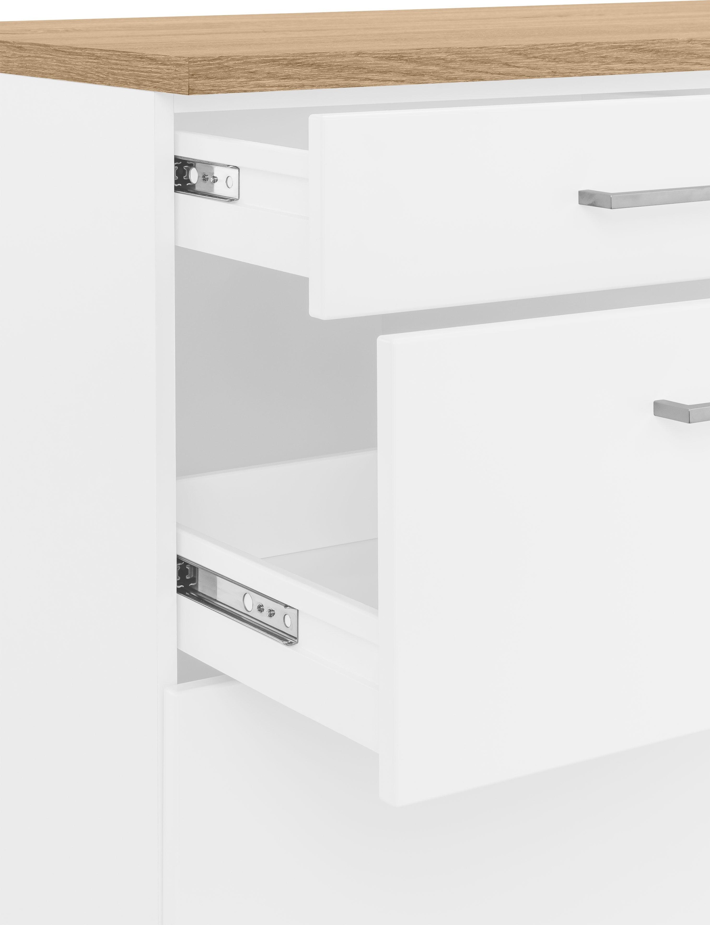 KOCHSTATION Küchenzeile »KS-Visby«, mit E-Geräten, Breite 330 cm inkl. Kühlschrank und Geschirrspüler