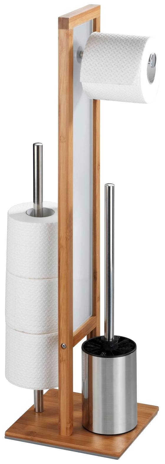 WENKO WC-Garnitur »Rivalta«, 1 St., Bambus-Polyester-Polypropylen, aus integrierter online WC-Bürstenhalter bestellen und Toilettenpapierhalter