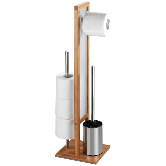 WENKO WC-Garnitur »Rivalta«, 1 St., aus Bambus-Polyester-Polypropylen,  integrierter Toilettenpapierhalter und WC-Bürstenhalter online bestellen