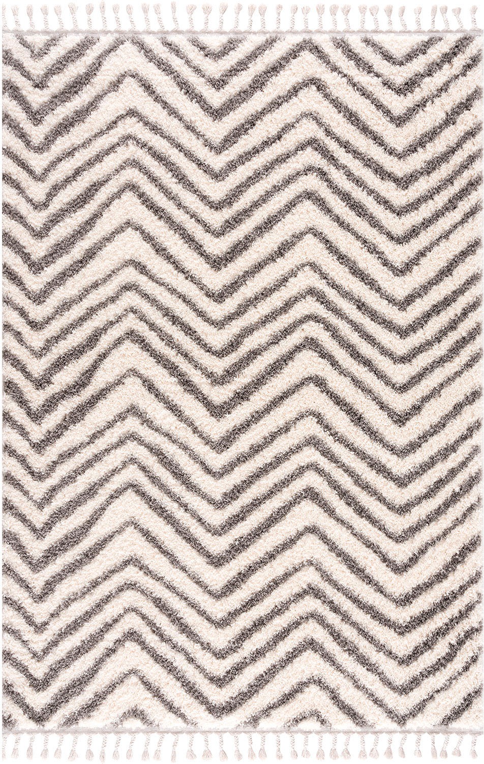 Carpet City Hochflor-Teppich »Pulpy 531«, rechteckig, 30 mm Höhe, besonders weich, mit Fransen, Zickzack Look