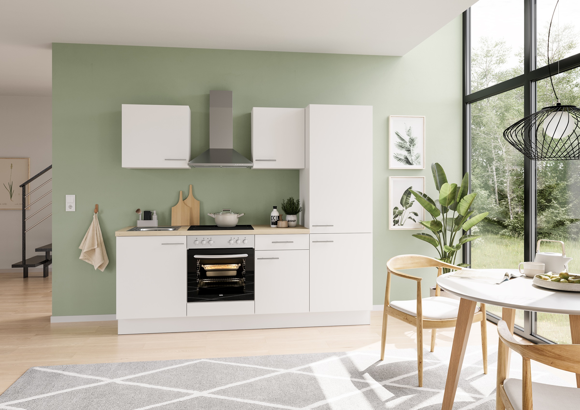 IMPULS KÜCHEN Küchenzeile »"Tirana", Ausrichtung wählbar, Schubkästen mit Soft-Close«, vormontiert, wahlweise mit E-Geräten, mit Vollauszug, Breite 230 cm