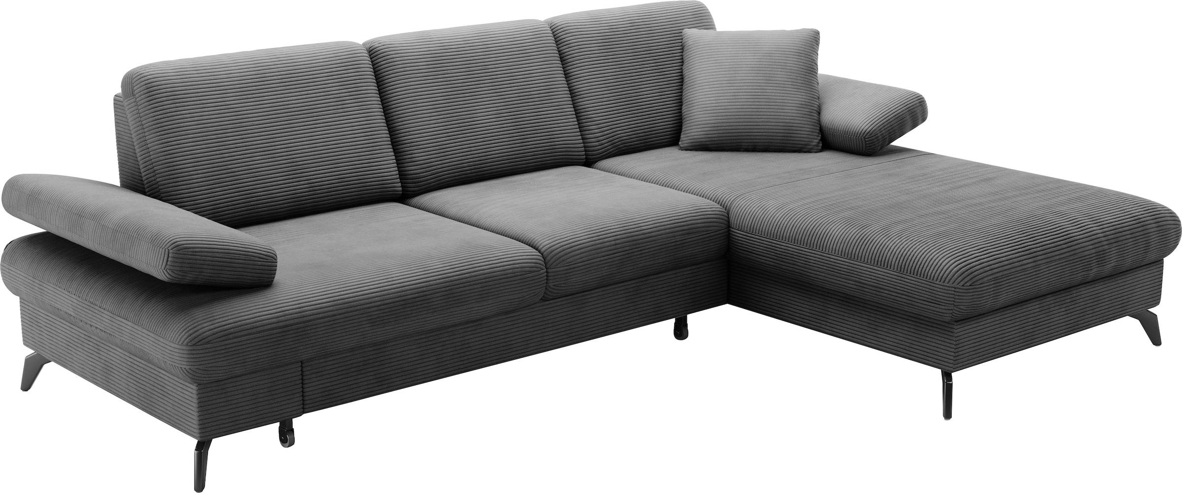 sit&more Ecksofa »Morris Jubi L-Form, inklusive XXL-Liegefläche, bzw. Schlaffunktion«, Bettfunktion, Armteilverstellung und 1 Zierkissen