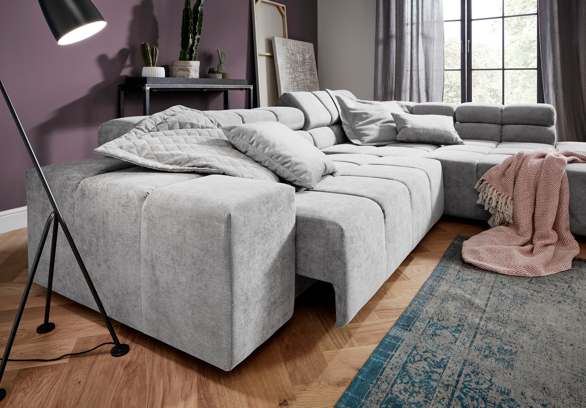 INOSIGN Ecksofa »Ancona incl. Kopfteilverstellung, OTTOs Choice, Breite 319cm, L-Form«, wahlweise motorische Sitztiefenverstellung, auch in Cord + Easy Care
