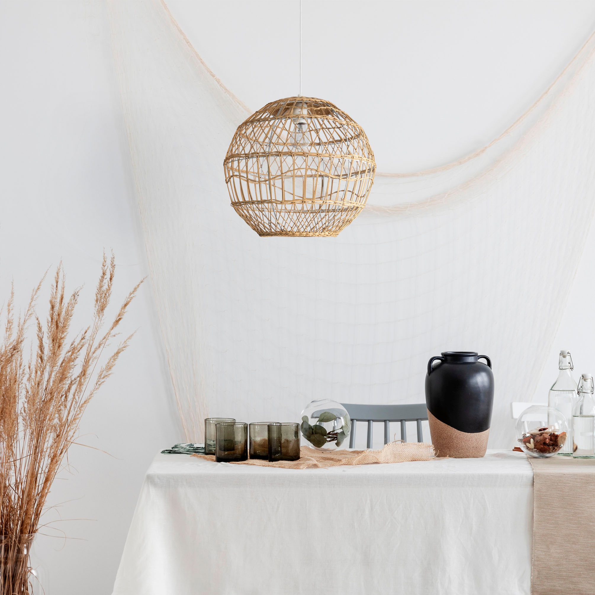 Paco Home Pendelleuchte »MAITE« E27 Rattan Hängeleuchte Korblampe Rund E27 günstig online kaufen