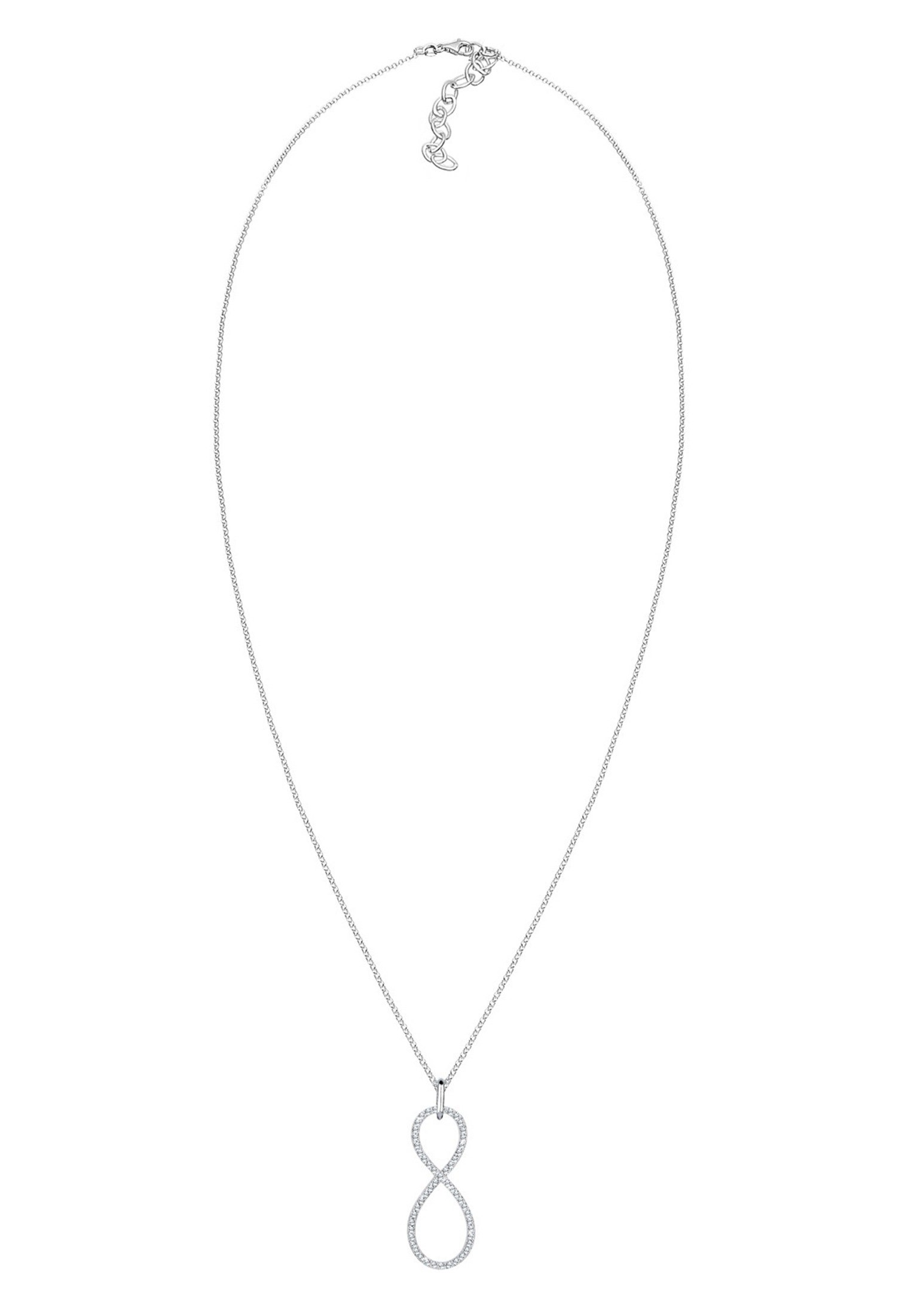 Elli Premium Kette mit Anhänger »Infinity Glas Kristalle Weiß 925 Sterling Silber«