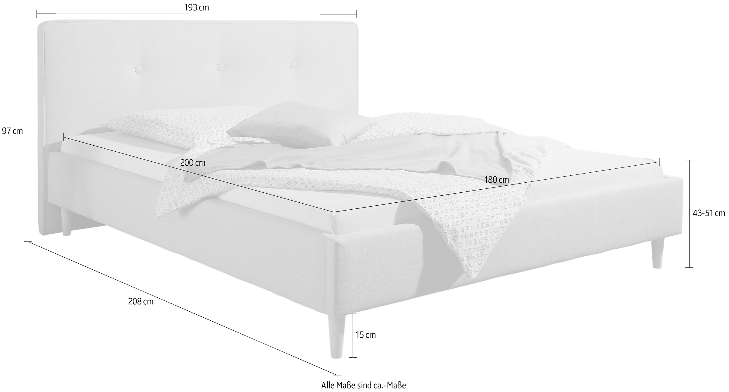 7. Bild von Maintal Polsterbett »Lonepine«, Bettseiten zerlegt, ohne Bettkasten