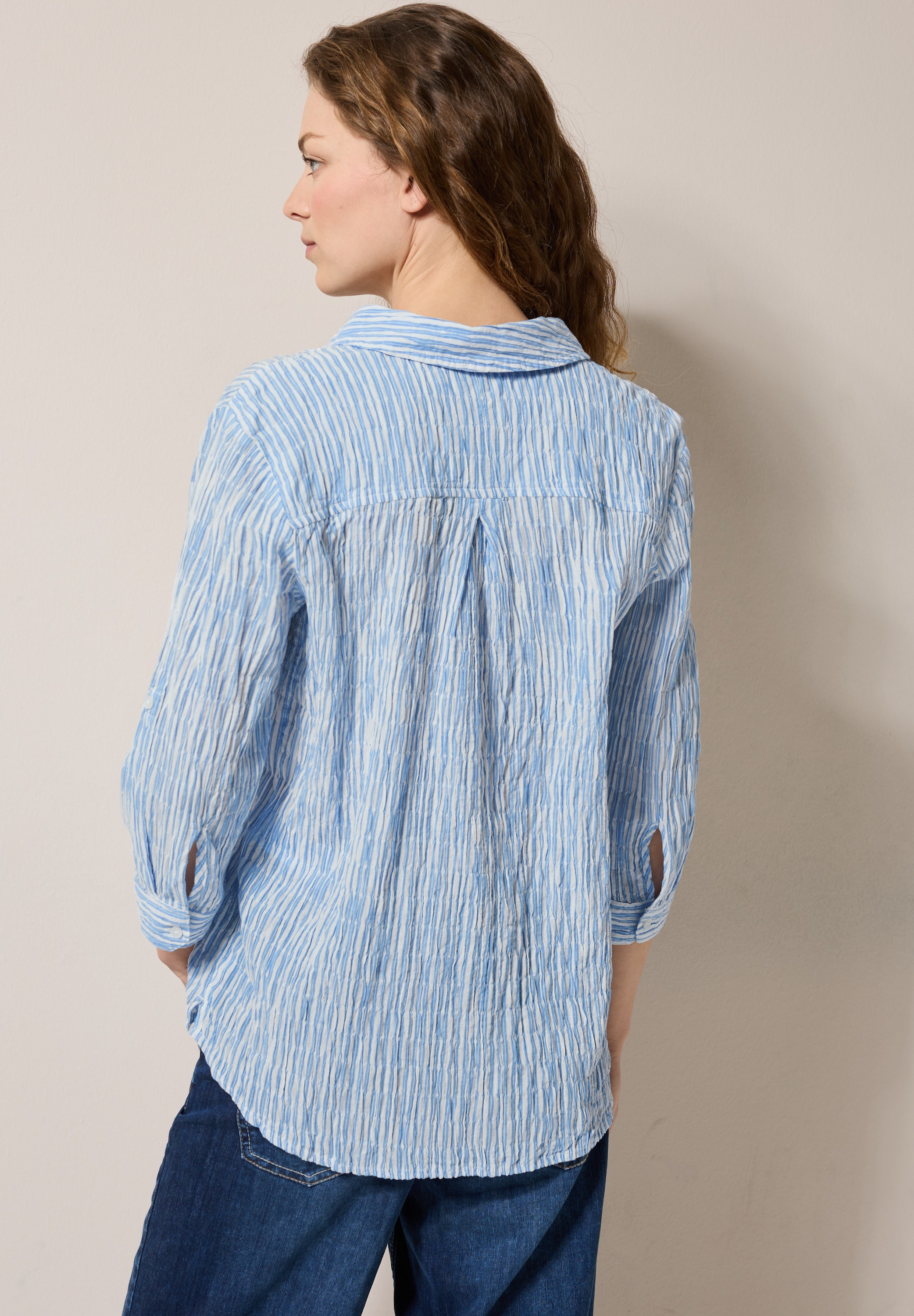 Cecil Klassische Bluse, mit Streifen Seersucker Muster