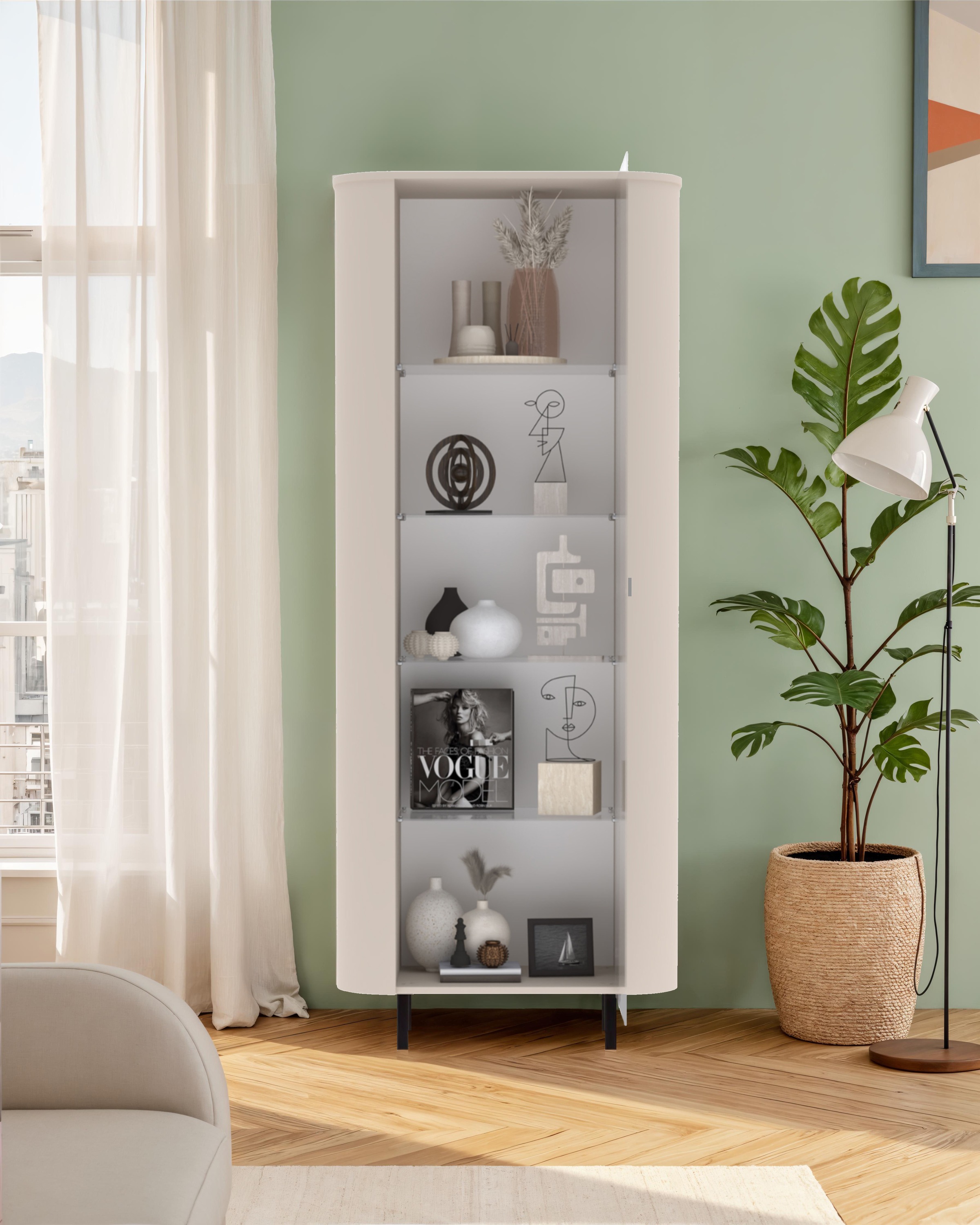INOSIGN Vitrine »Lido, Standvitrine 200 cm hoch, 1 Tür, Glasvitrine, Vitrin günstig online kaufen