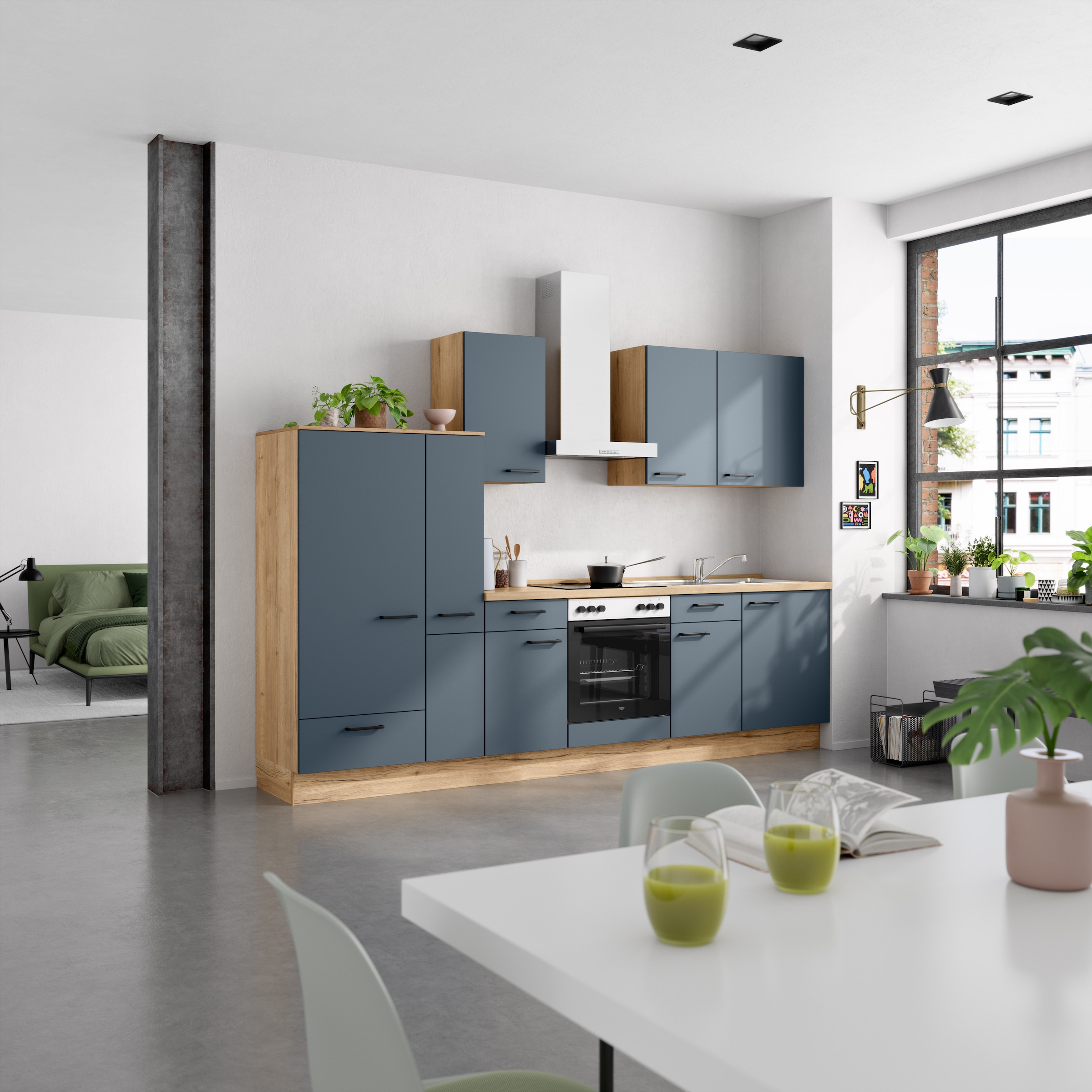 nobilia® Küchenzeile »"Easytouch I"«, vormontiert, Ausrichtung wählbar, Breite 300 cm, wahlw. mit E-Geräten