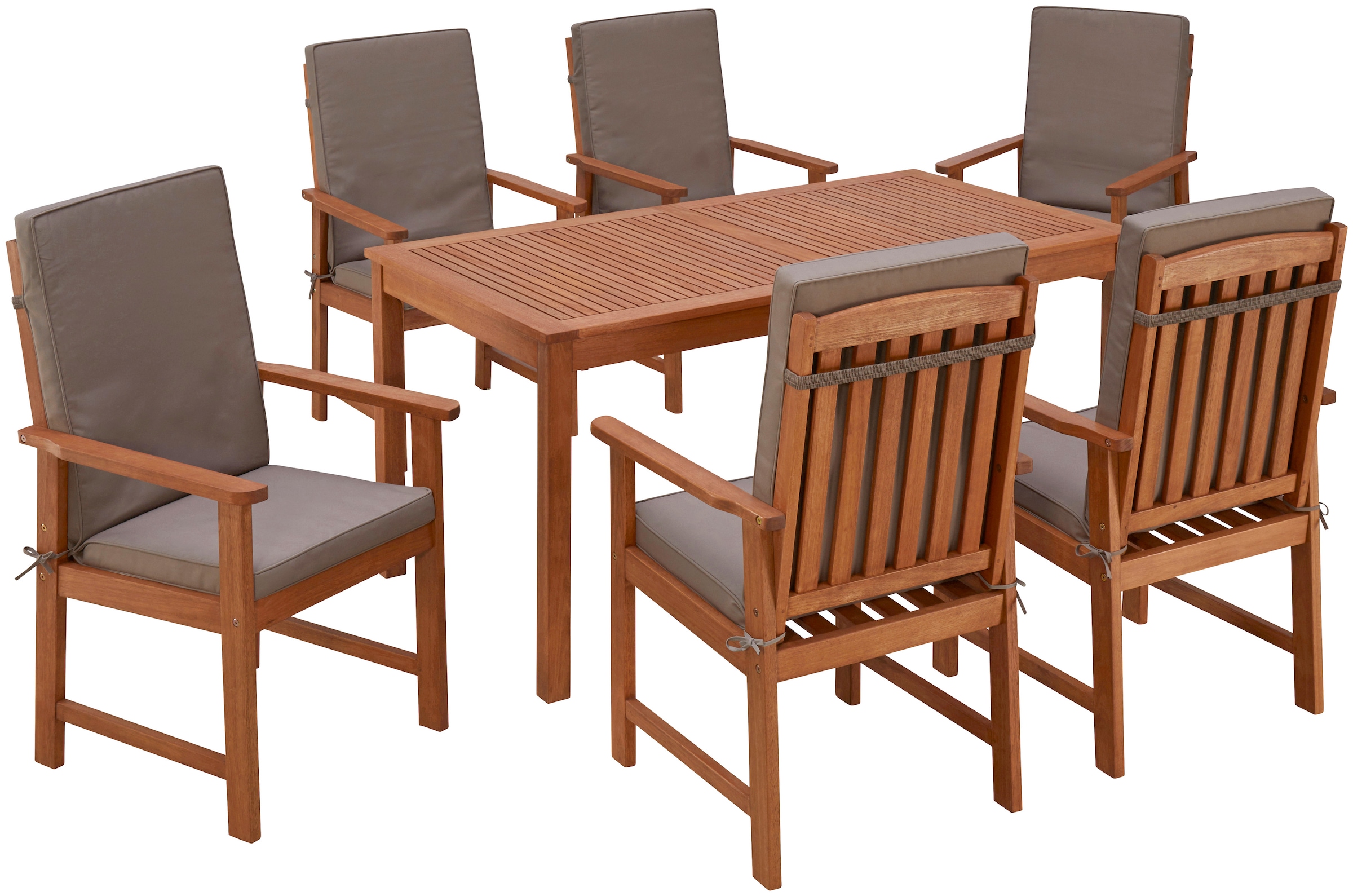 MERXX Garten-Essgruppe »Montana« 6x Sessel, inkl. Auflagen, 1x Tisch 150x80 günstig online kaufen