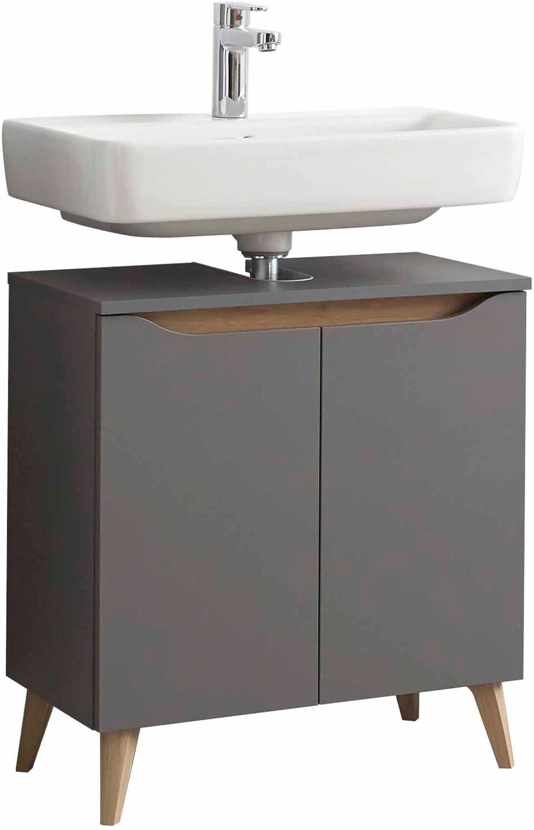 Saphir Badmöbel-Set »Quickset 5-teilig, Waschbeckenunterschrank mit LED-Spiegelschrank« 5 Stk. tlg.