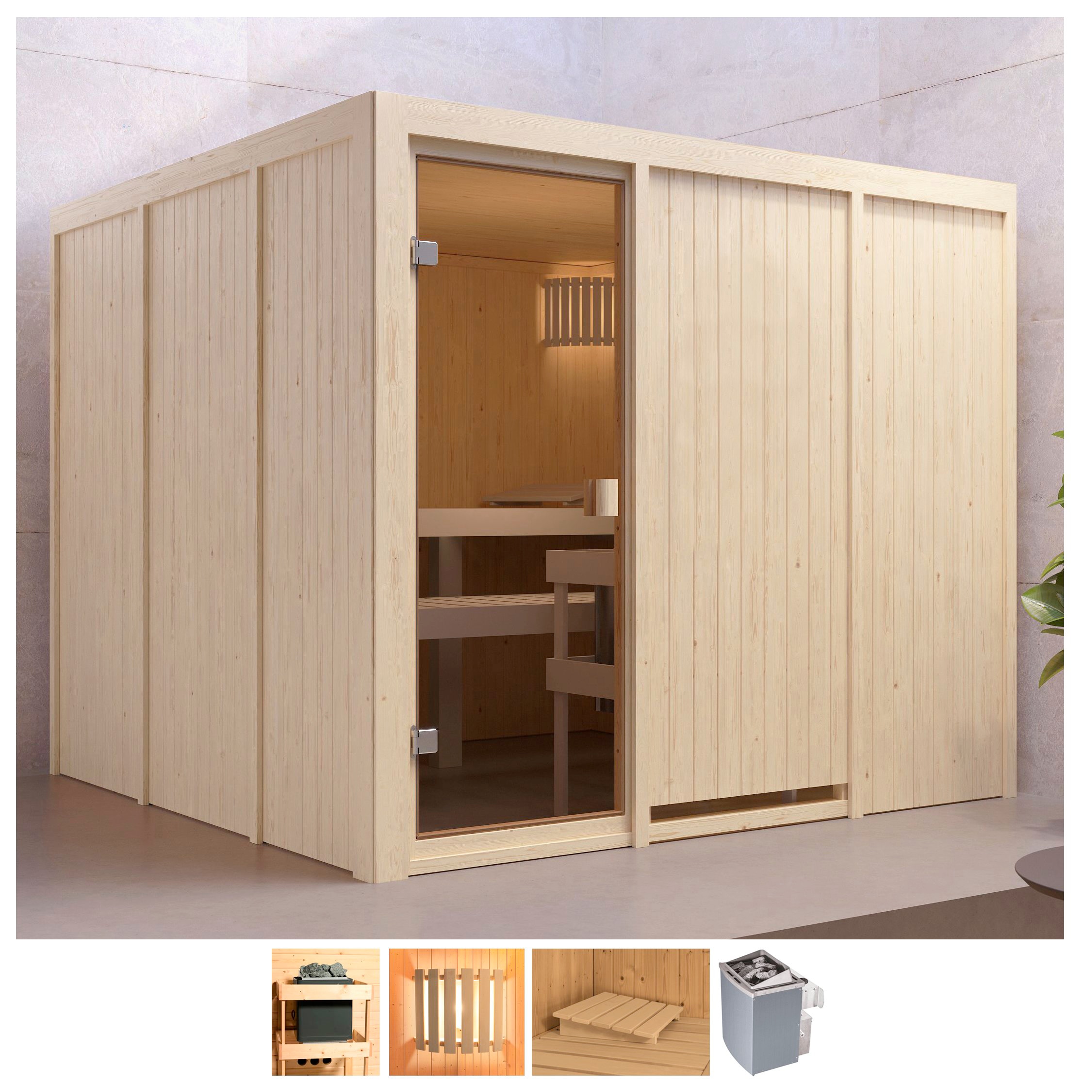 welltime Sauna »Ferun«, 9-kW-Ofen mit int. Steuerung günstig online kaufen
