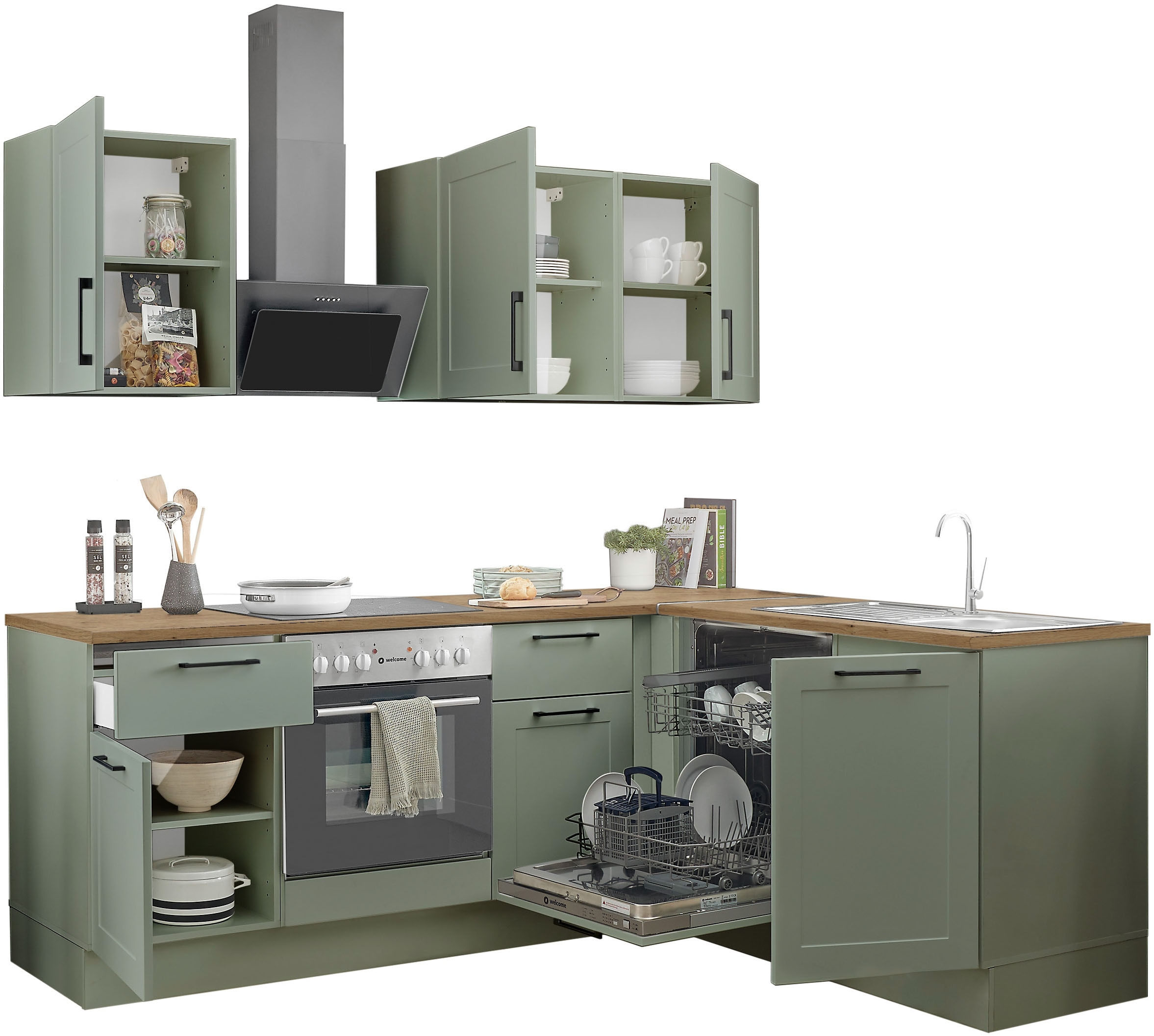 BASIC by Balculina Winkelküche »Marsi« Stellmaße 220x175 cm, wahlweise mit E-Geräten, Soft-Close-Funktion