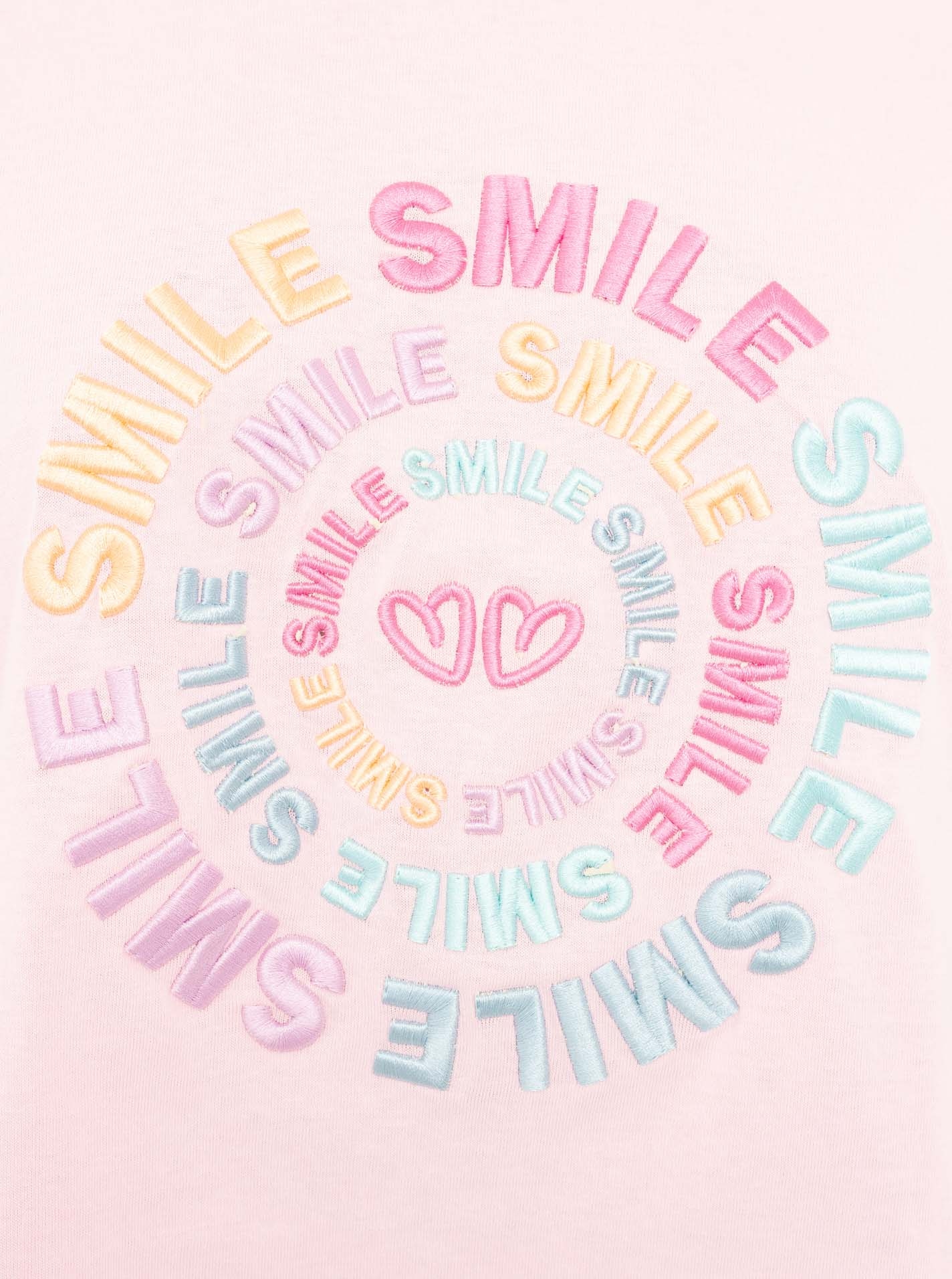 Zwillingsherz T-Shirt »"Smile"« Farbenfrohe runde Stickerei, Rundhals, kurzarm