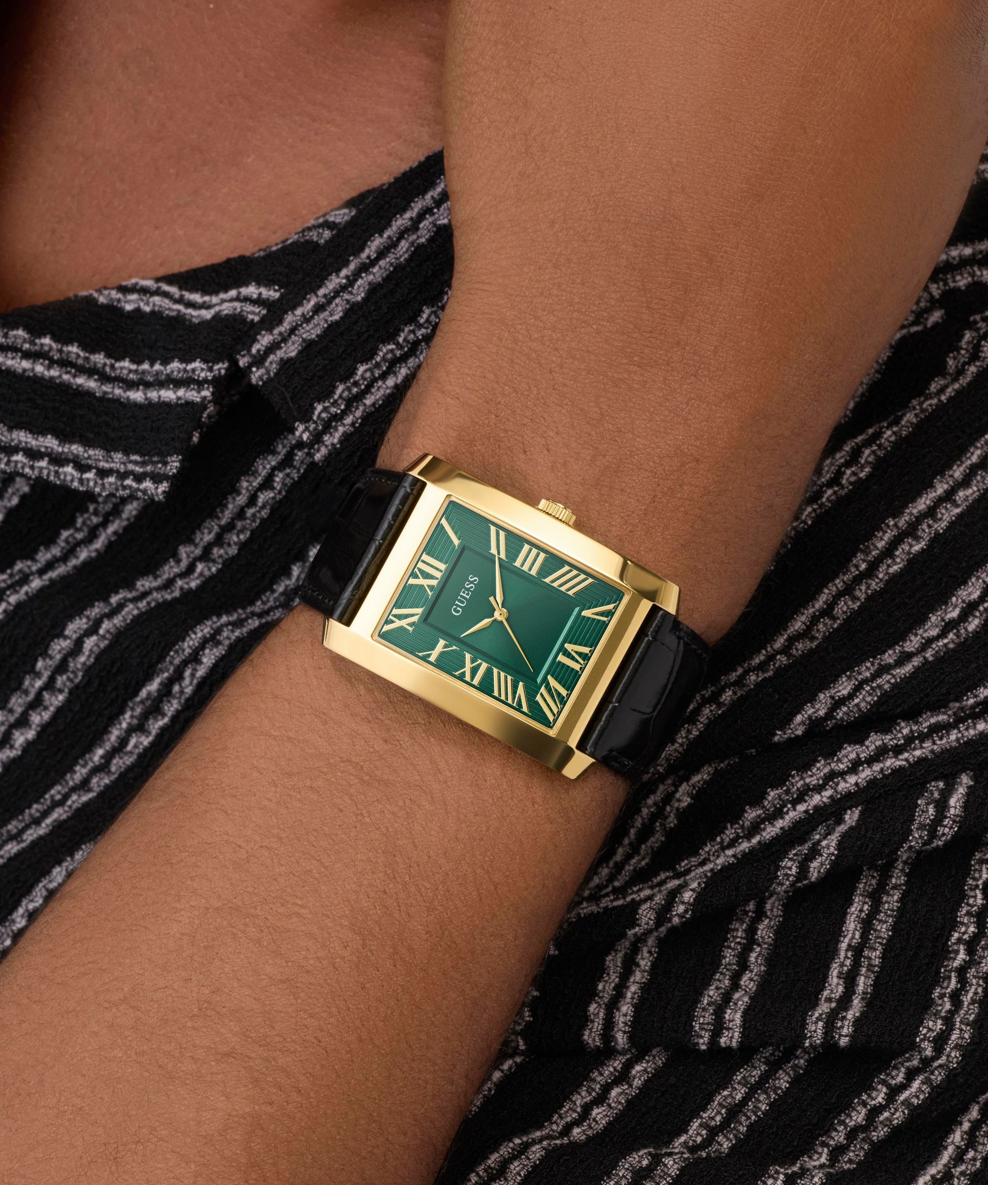 Guess Quarzuhr »GUESS-CLYDE« Armbanduhr, Herrenuhr, Lederarmband, analog