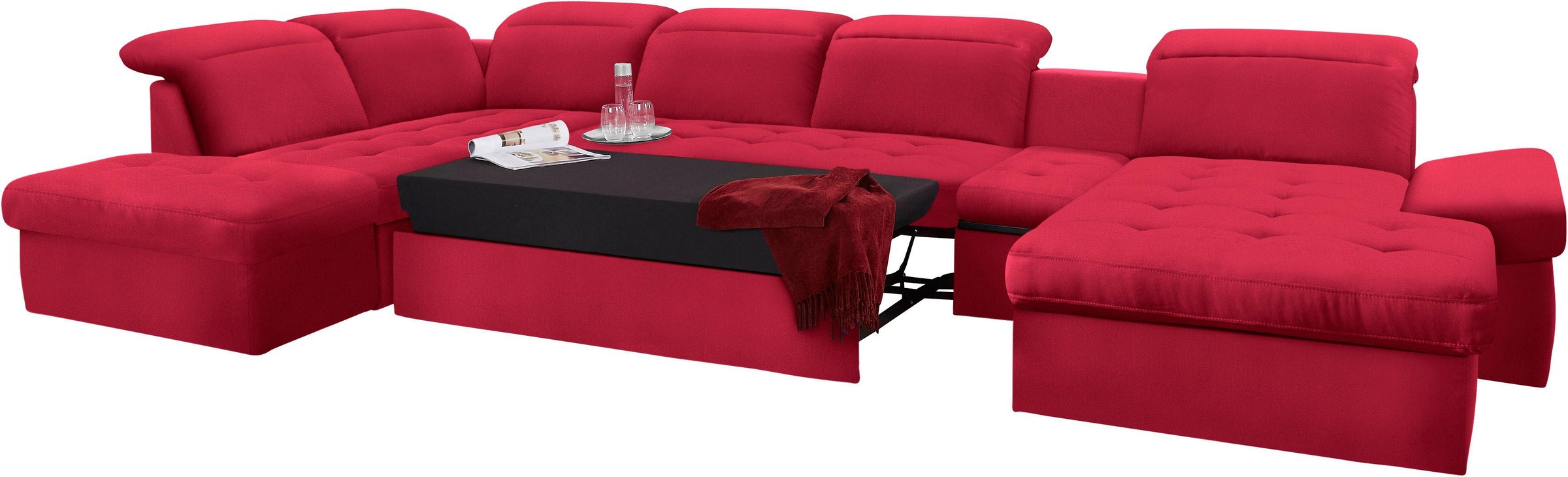 sit&more Wohnlandschaft »Stardust U-Form«, inklusive Kopfteilverstellung, Armlehnenfunktion und Tischelement
