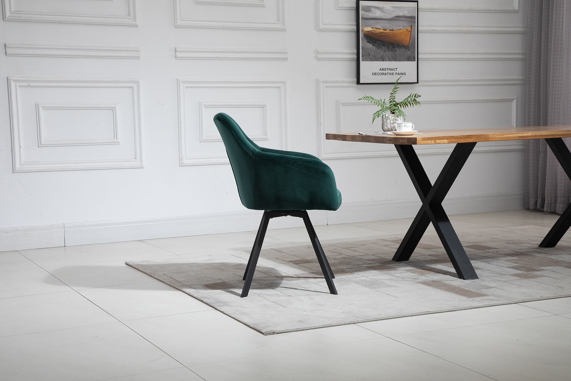 SalesFever Essgruppe, (Set, 5 tlg.), Stühle mit 360° Drehplatte unter der Sitzfläche, mit echter Baumkante