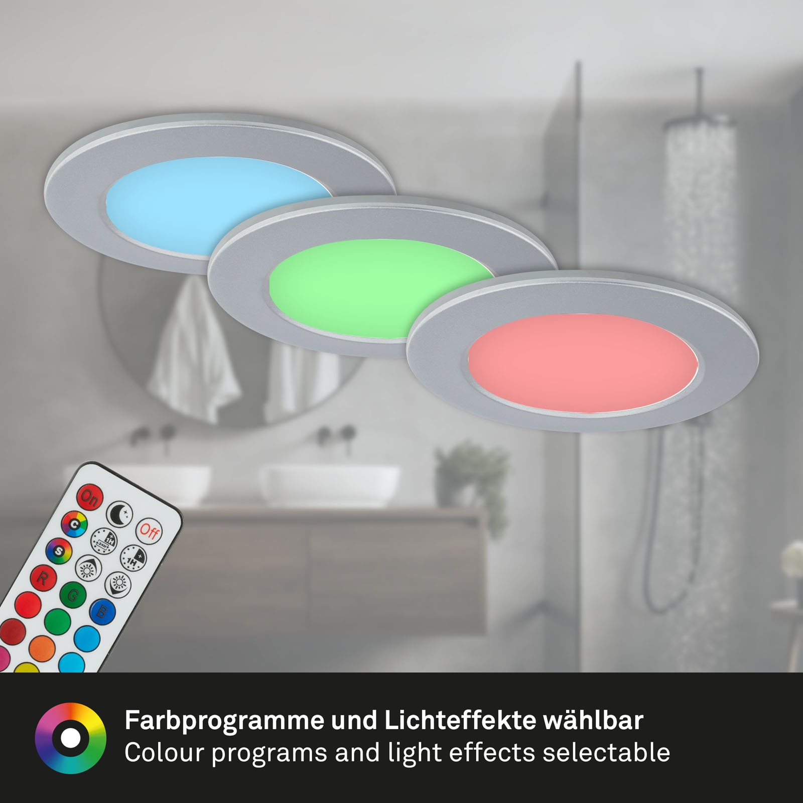 Briloner Leuchten LED Einbauleuchte »3er Set LED Einbauleuchten RGB-CCT, chrom-matt«, 3er Set LED Einbauleuchten Decke, RGB CCT, Einbaustrahler Bad