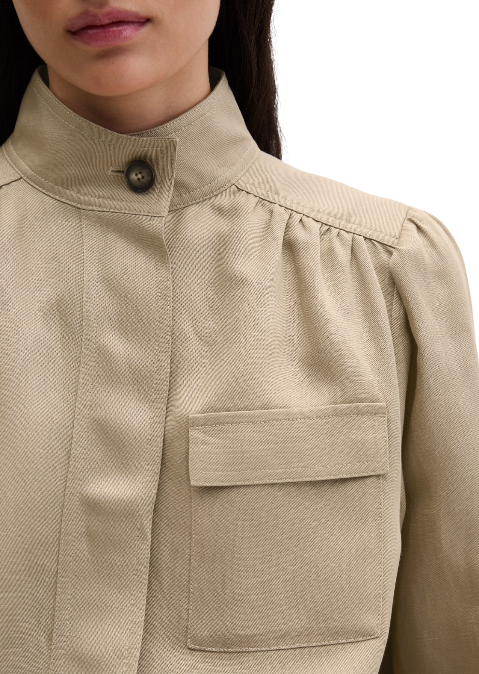Marc O'Polo Kurzjacke Stehkragen-Jacke loose aus TENCEL™ Lyocell-Leinen-Mix