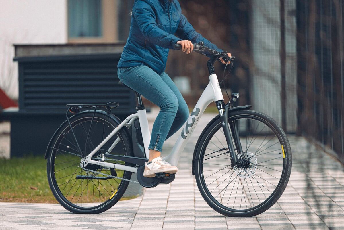 Husqvarna E-BICYCLES E-Bike »E-Citybike Eco City 1«, 8 Gang, Shimano, Nexus, Mittelmotor 250 W, (28 Zoll, Shimano Motor, Rücktritt, Scheibenbremsen, Straßenzulassung), Pedelec, Elektrofahrrad für Herren u. Damen, tiefer Einstieg