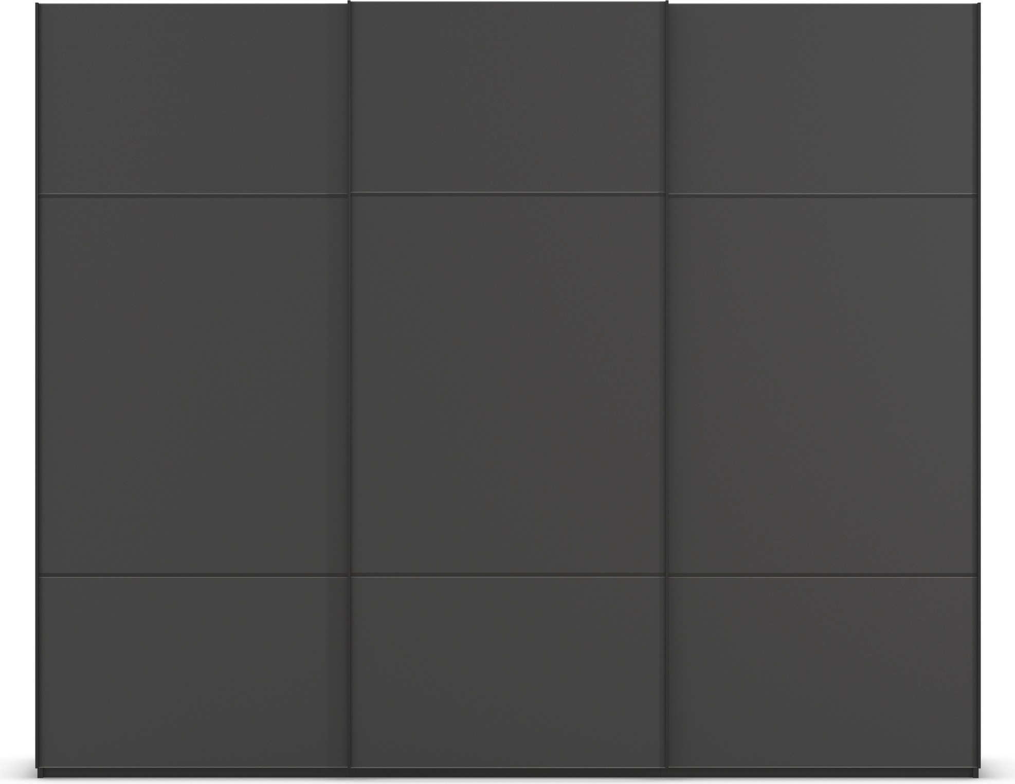 rauch Schwebetürenschrank »Kleiderschrank Schrank Garderobe Schlafzimmerschrank SCALE-TRIO«, edle dreigeteilte Front mit 2 Zierleisten Glasfront MADE IN GERMANY