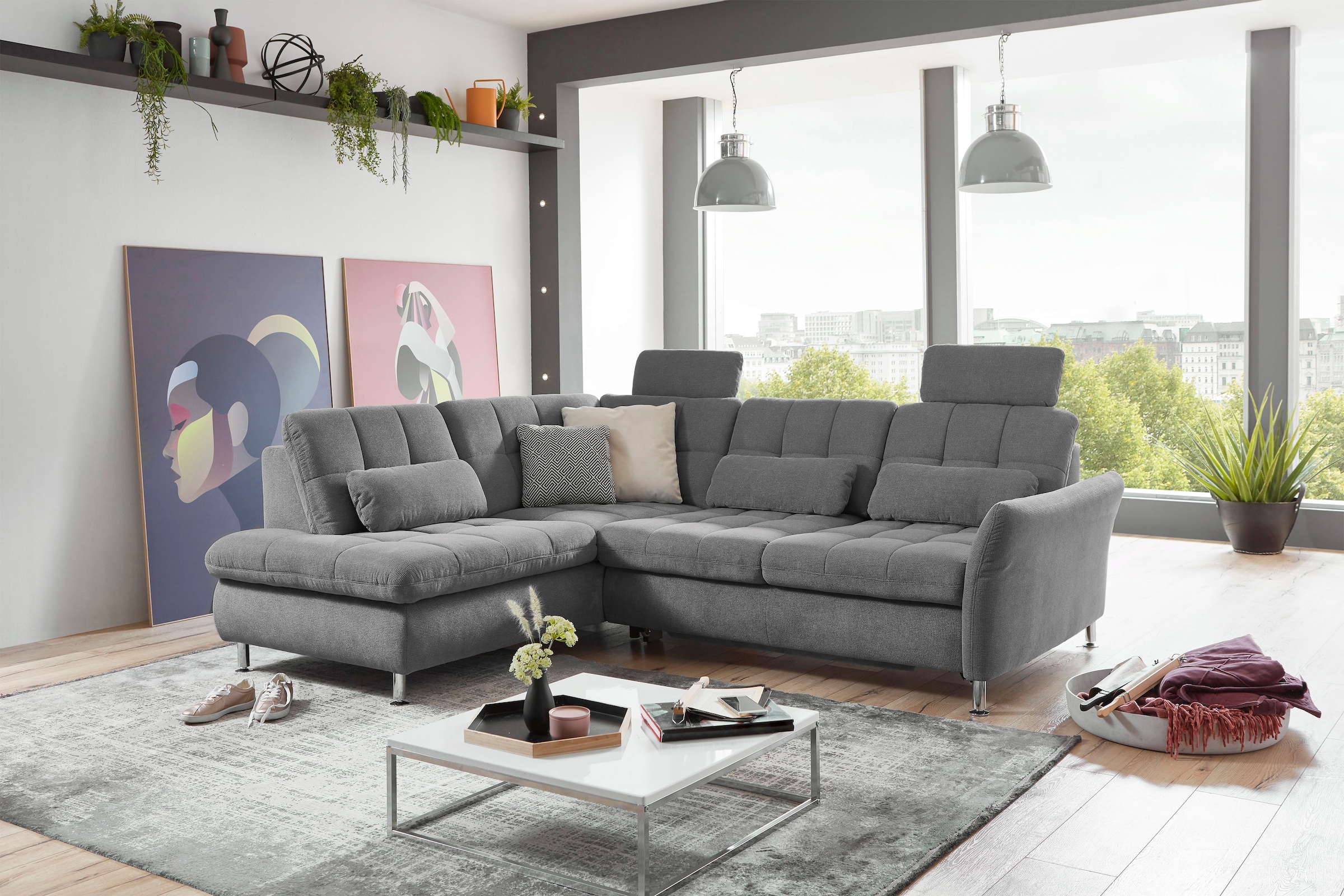 Die PlanBar Ecksofa »MP-IN20016 L-Form mit Kaltschaum-Polsterung«, wahlweise mit Kopfstützen und Bettfunktion, mit Kaltschaum-Polsterung