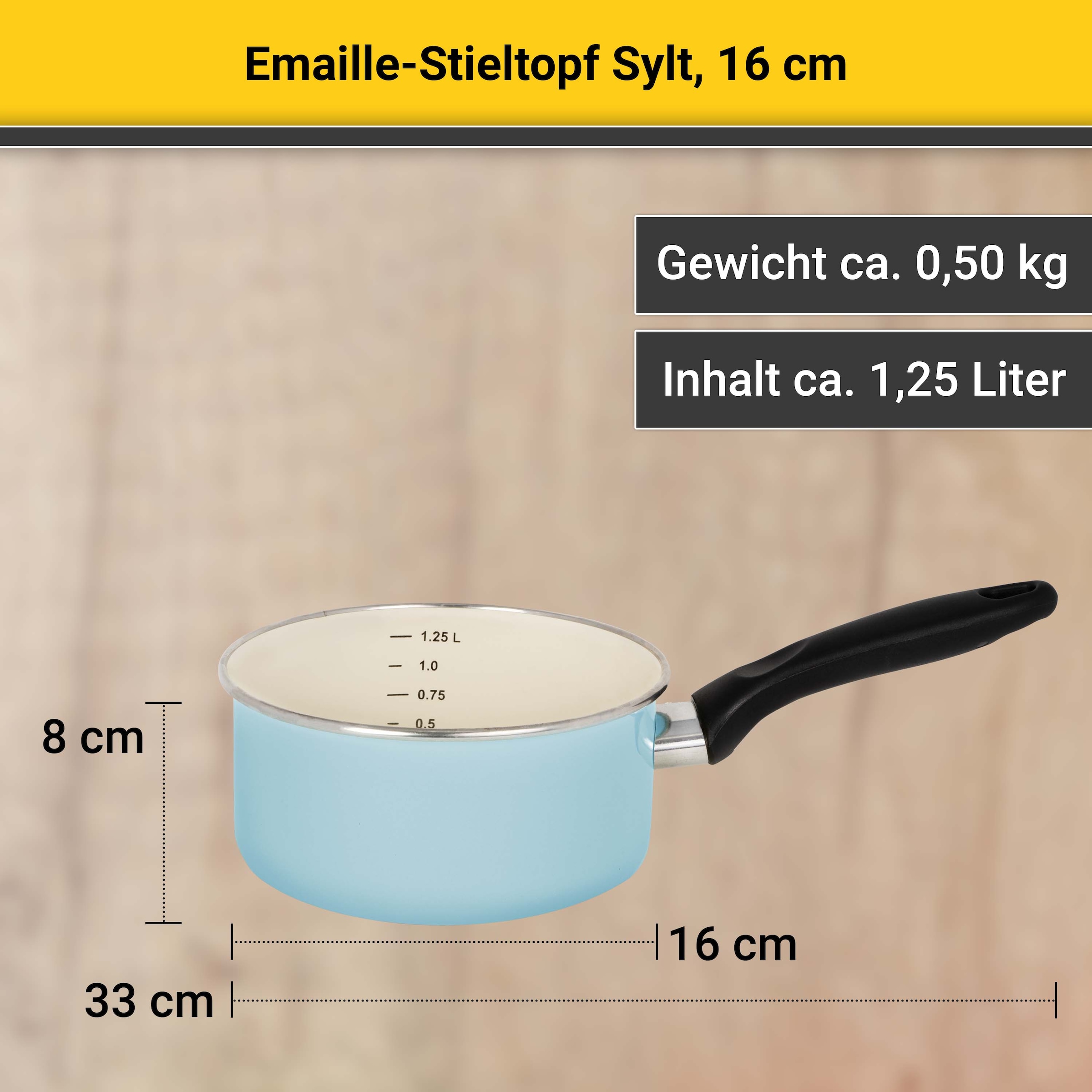 Krüger Kasserolle »Sylt«, Emaille, (1 tlg.), Ø 16 cm, Induktion