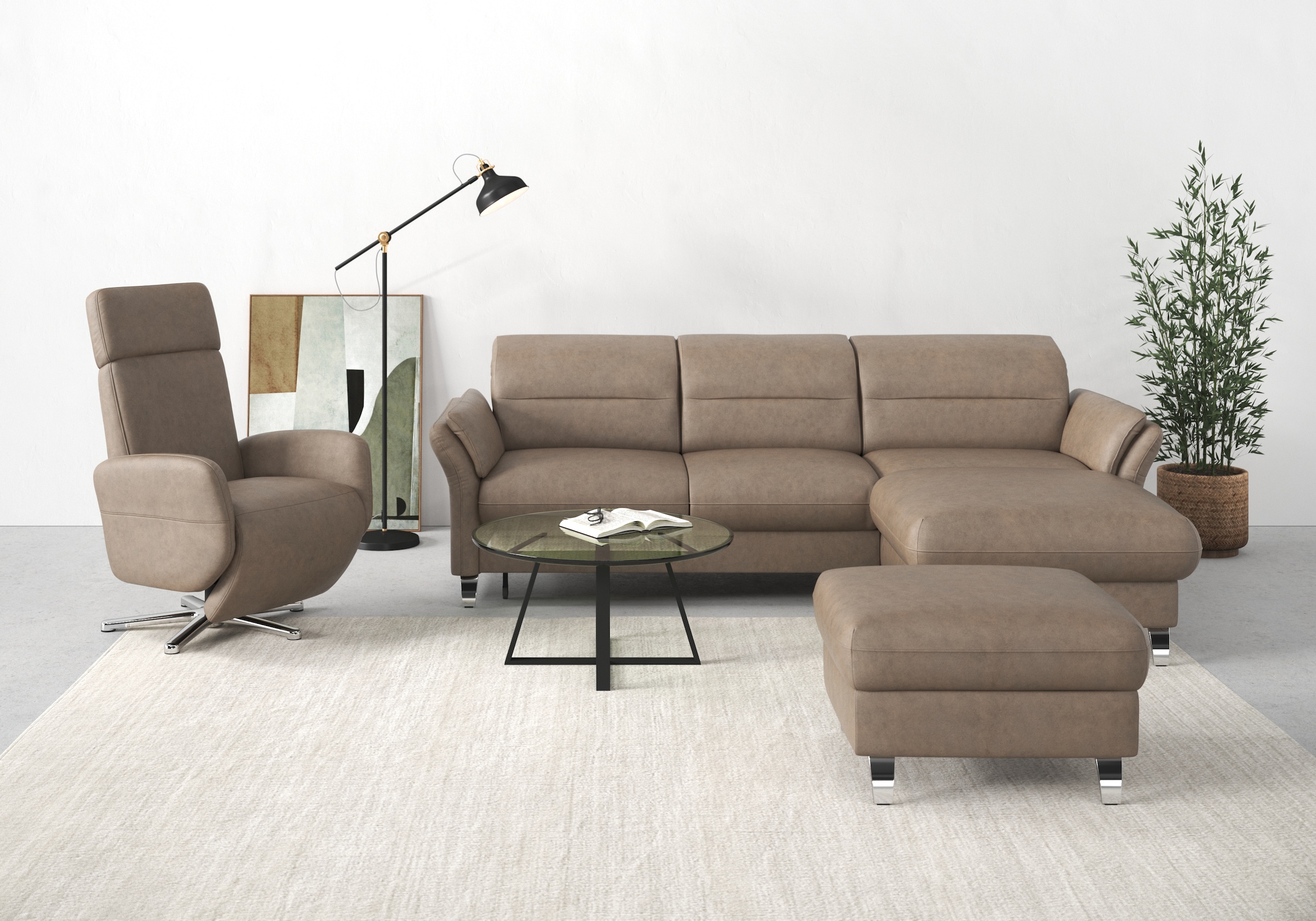sit&more Ecksofa »Grenoble L-Form mit Federkern«, wahlweise mit Bettfunktio günstig online kaufen