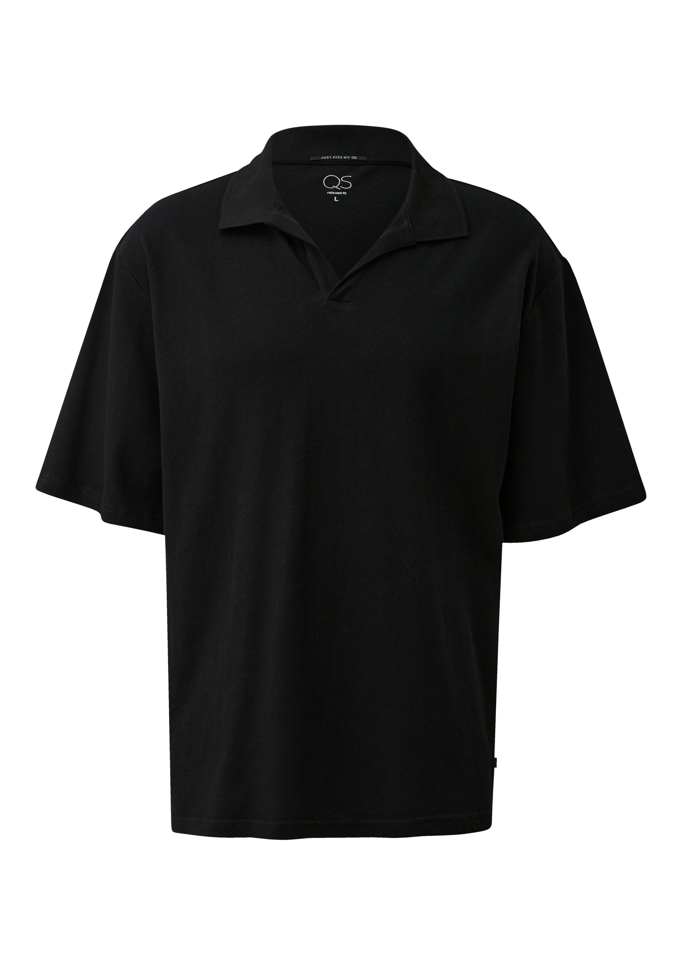 QS Kurzarmshirt Sommer-Poloshirt mit Leinen