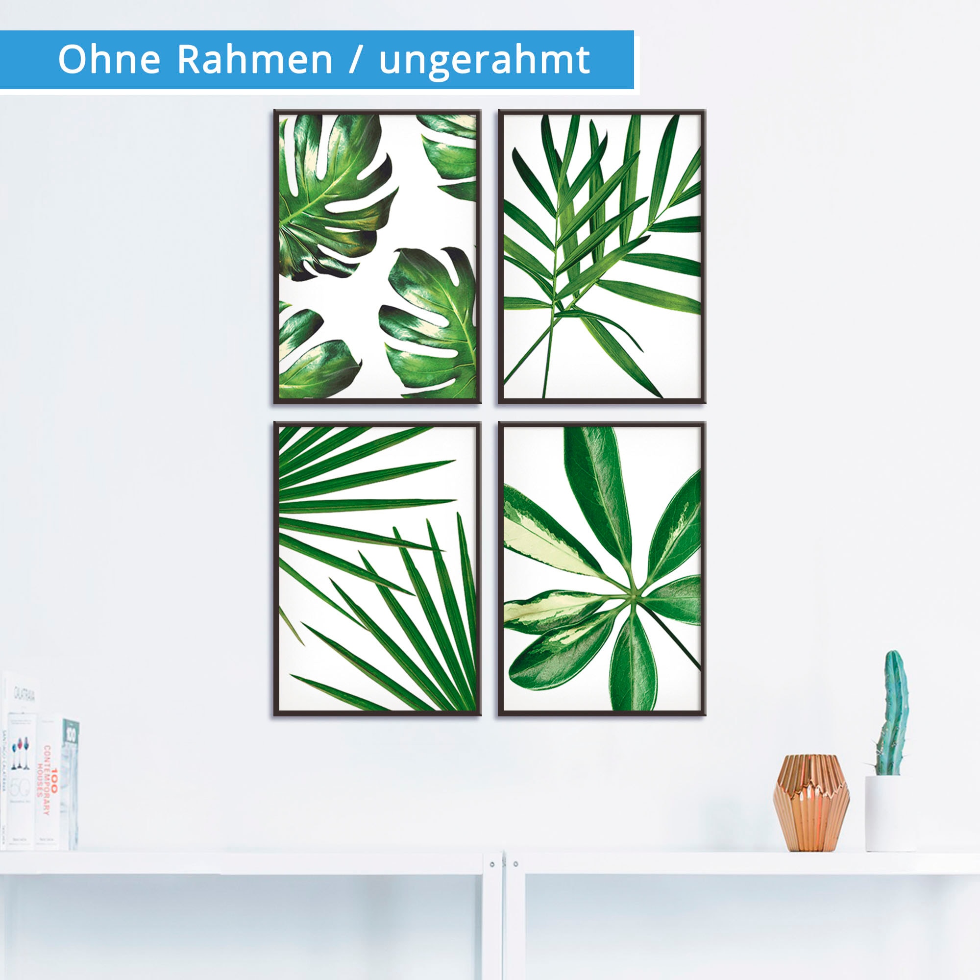 Artland Poster »Blätter«, Blätter, (4 St.), Poster, Wandbild, Bild, Wandposter