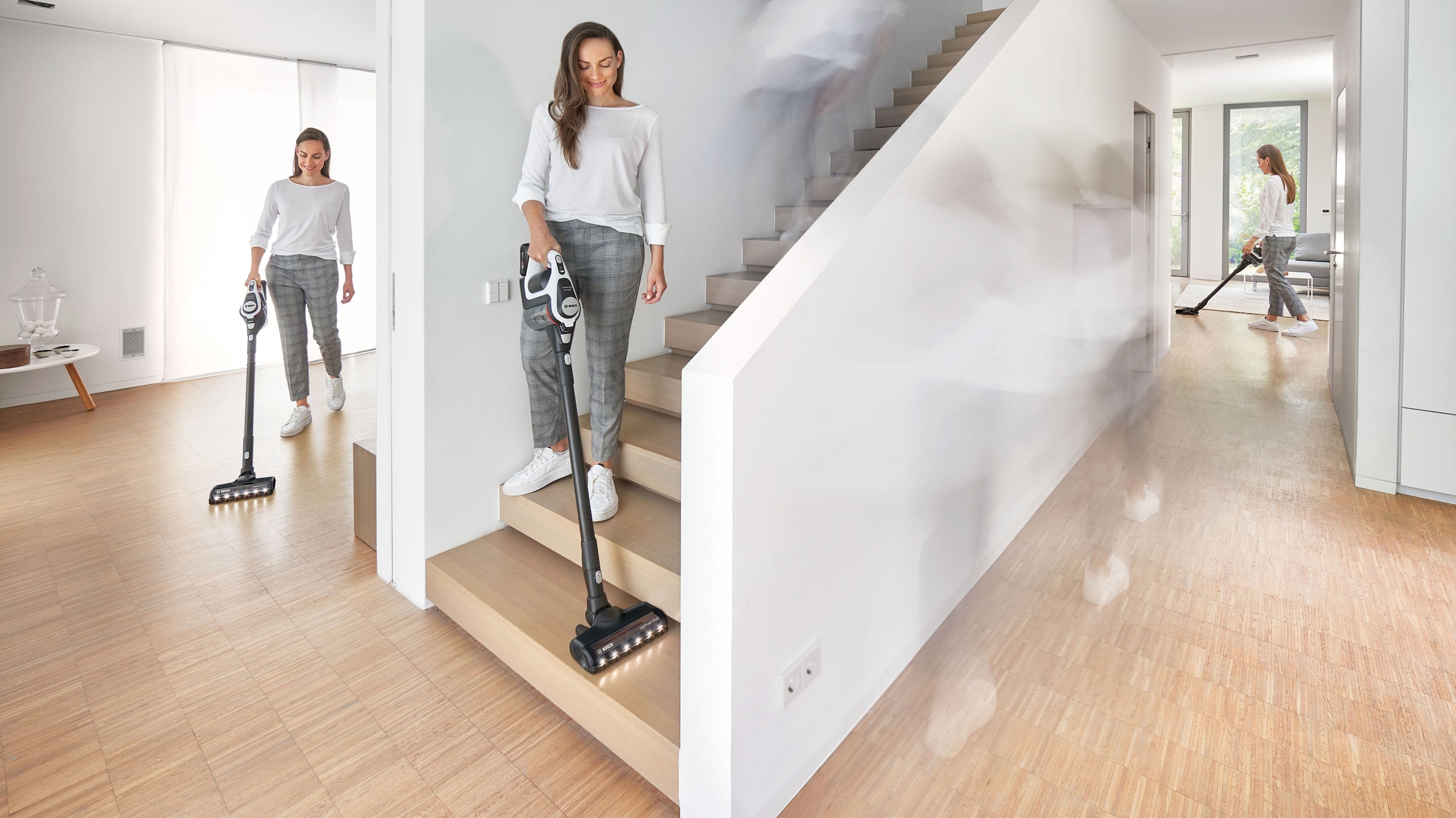 BOSCH Akku-Stielstaubsauger »Unlimited 8 Gen2 BKS8214W, Hygiene-Filter, 10 Jahre Motorgarantie«, LED-Licht, hohe Saugkraft, lange Laufzeit, XXL-Polsterdüse, weiß