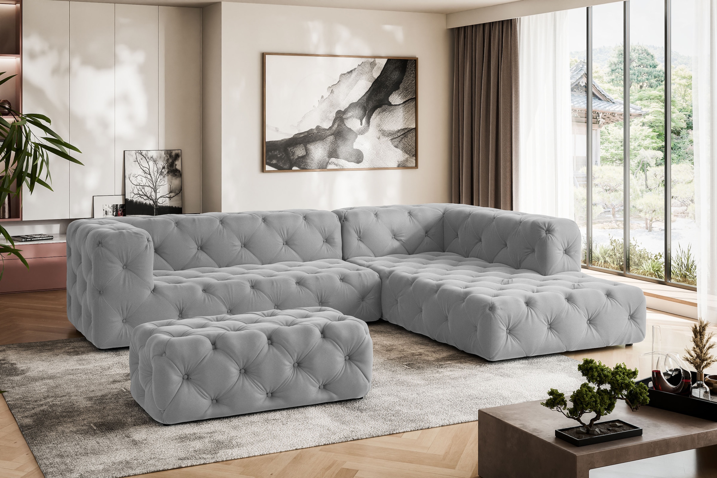 Places of Style Ecksofa »FOLLINA«, L-Form, mit klassischer Chesterfield-Kno günstig online kaufen