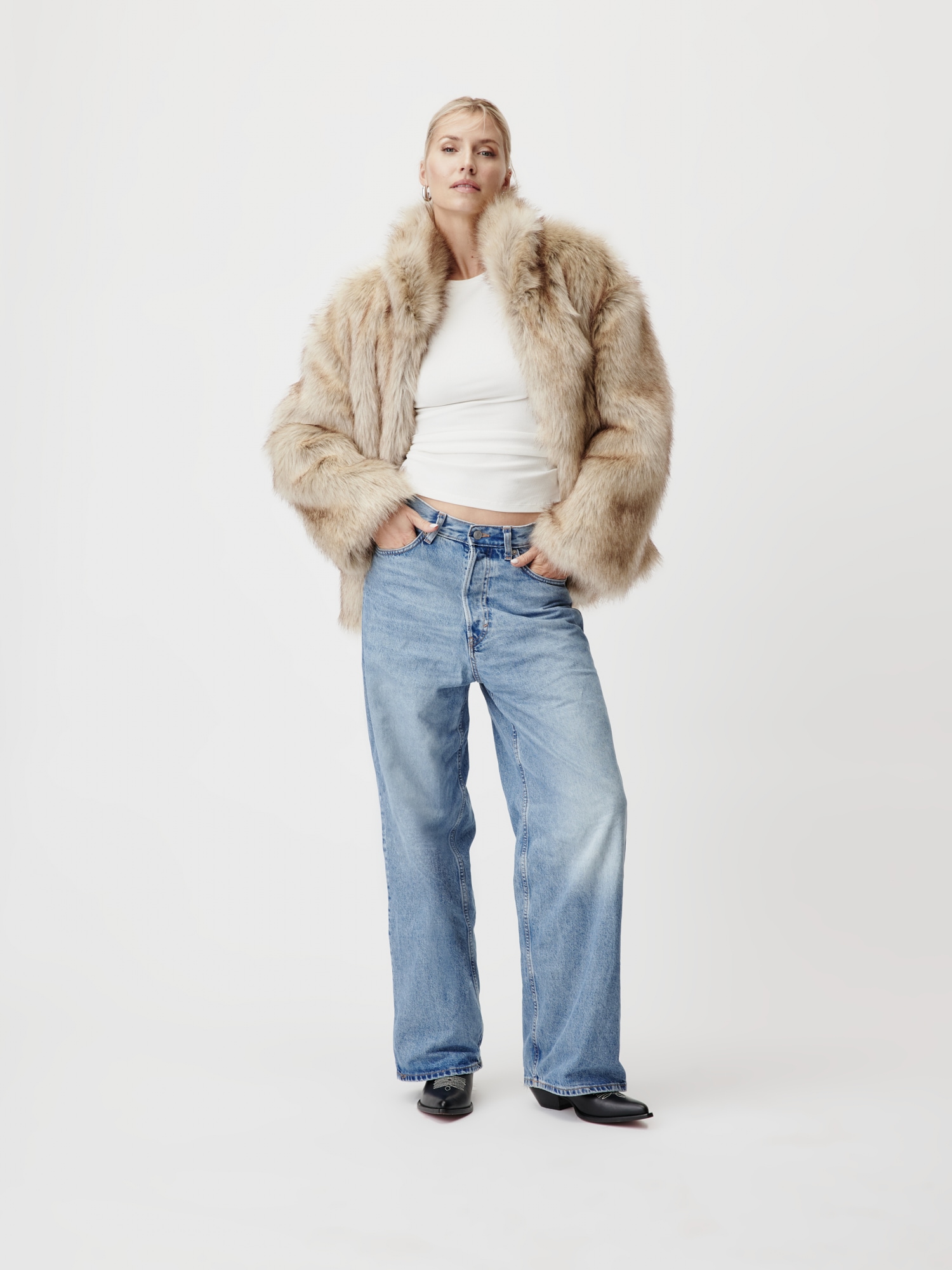 LeGer Fellimitatjacke »Fergie, LeGer by Lena Gercke« ohne Kapuze Regular fit mit Rundhalsausschnitt